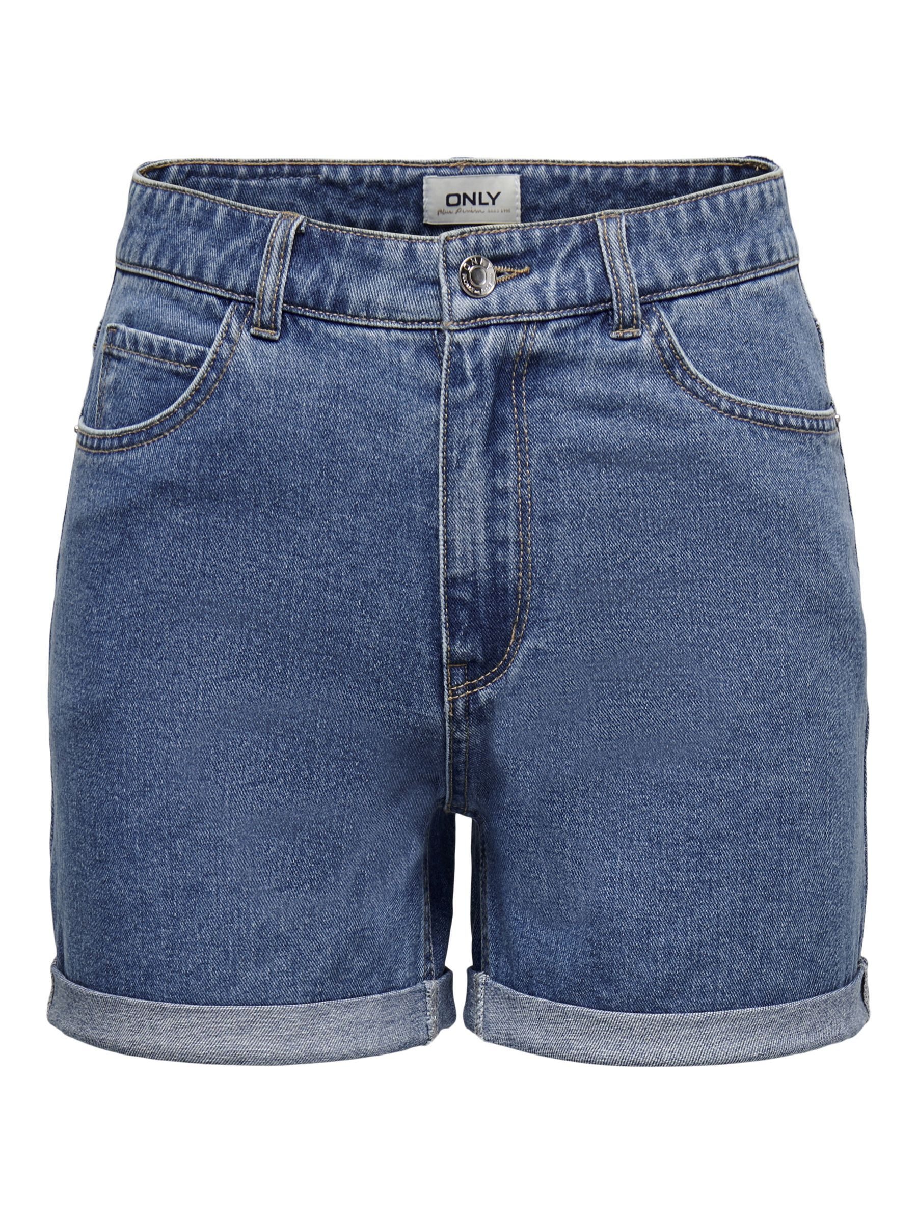 Jeansshorts high Waist 5-Pocket Design Knopfleiste Reißverschluss