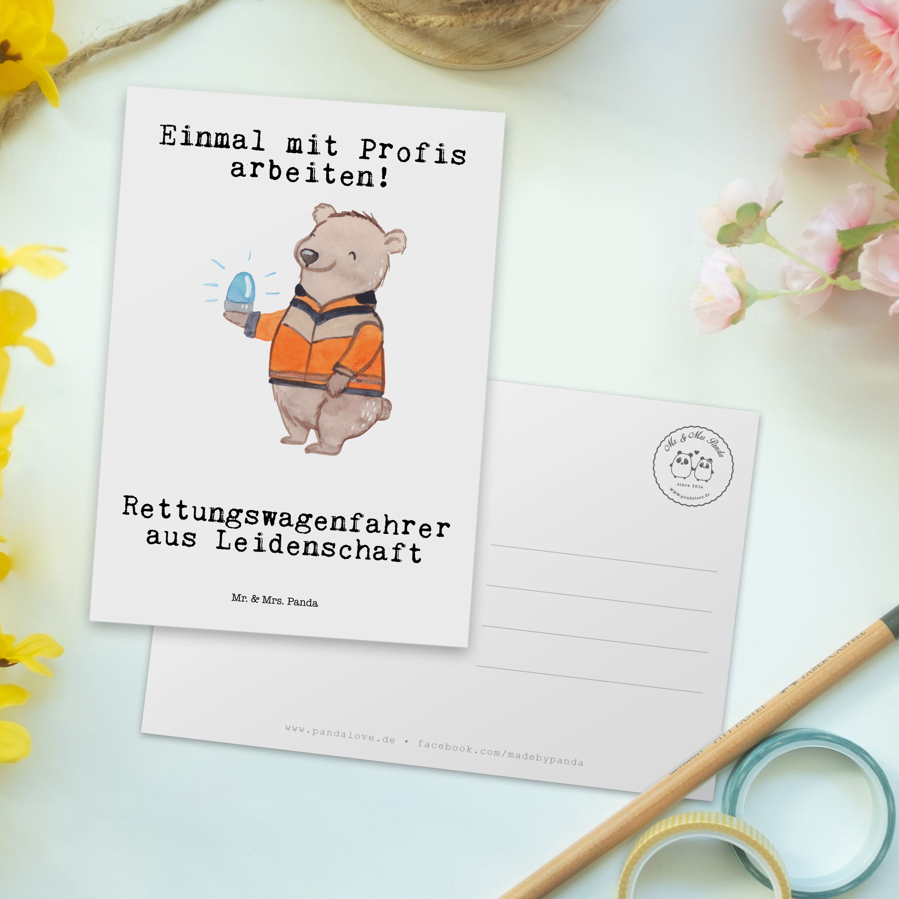 Mrs. Geburtstagska Geschenk, Weiß aus Rettungswagenfahrer Leidenschaft Panda - Mr. - & Postkarte