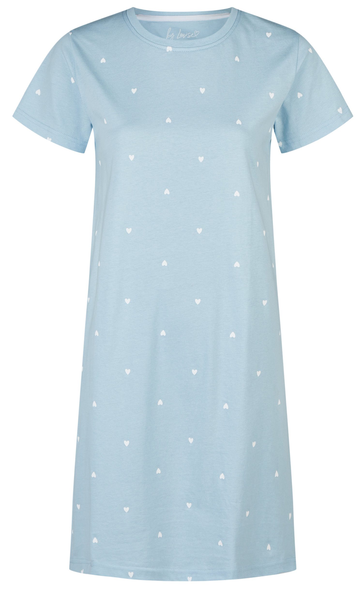 By Louise Nachthemd Damen Schlafshirt mit kurzem Arm Herz (1-tlg) Baumwolle