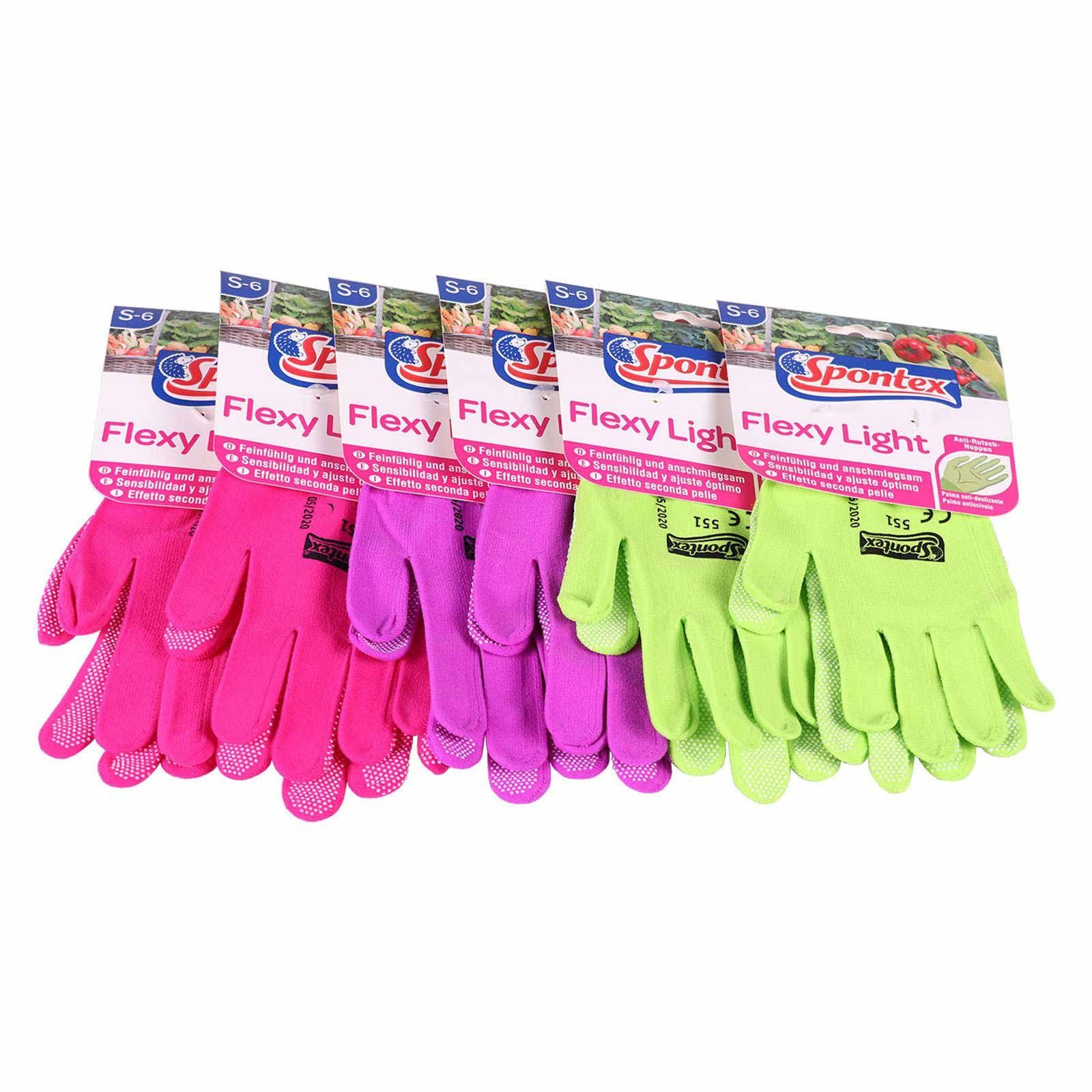 SPONTEX Mechaniker-Handschuhe Spontex Gartenhandschuhe Flexy Damenhandschuh, 6x, (Spar-Set) Gartenarbeit Light