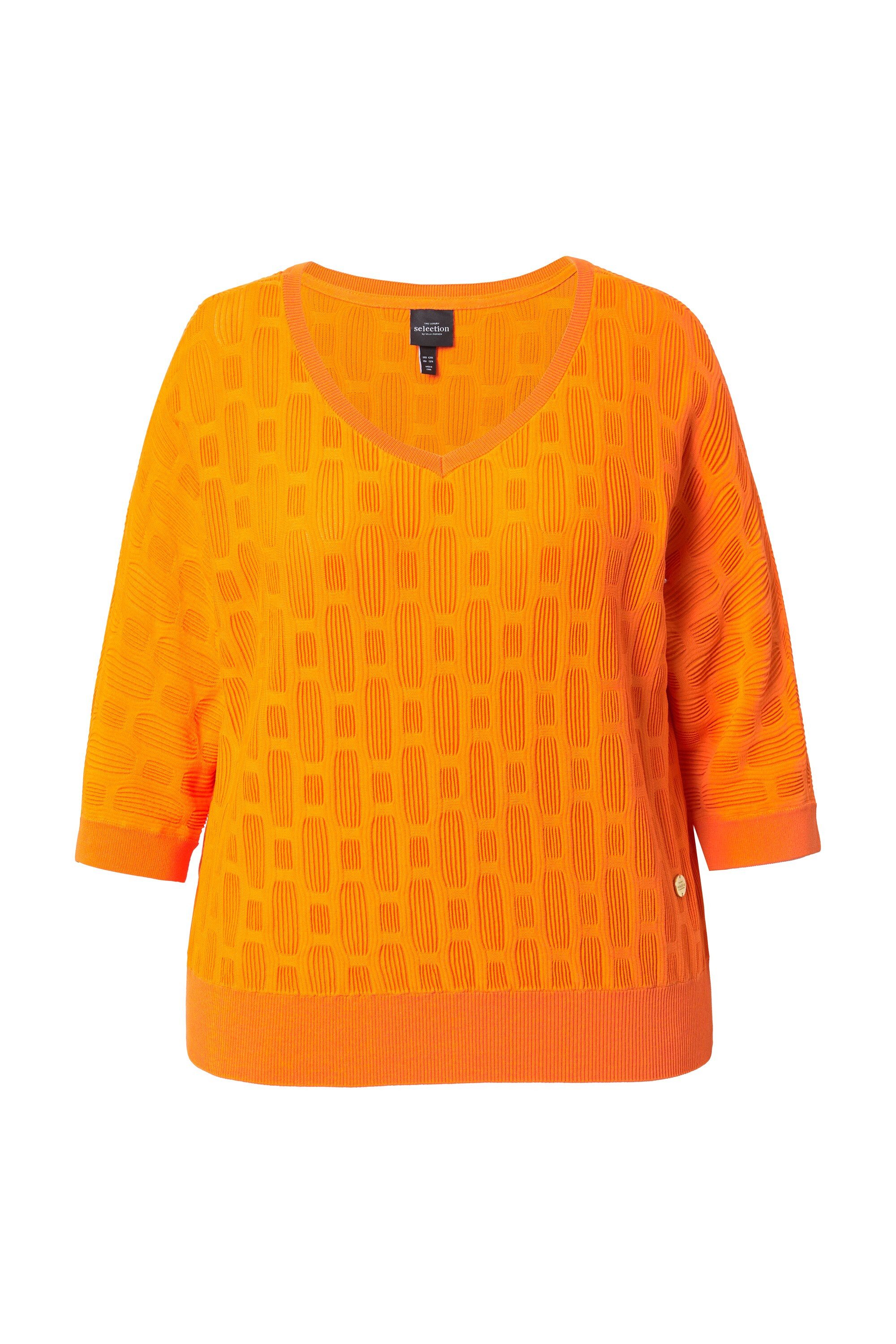 Strickpullover Strickshirt 3D-Design Oversized V-Ausschnitt