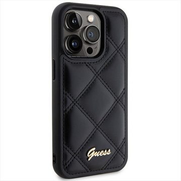 Guess Smartphone-Hülle Guess Apple iPhone 15 Pro Max Schutzhülle Quilted Metal Logo Schwarz