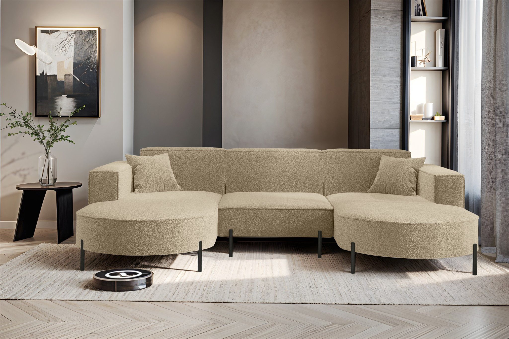 Wohnlandschaft Sofa U-Form VALENCIA in Stoff