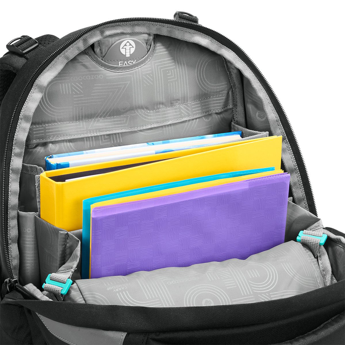coocazoo Schulranzen Schulrucksack-Set MATE Black Coal 2-teilig (2-teilig), ergonomisch, Körpergröße: 135 - 180 cm, Easy-Grow-System