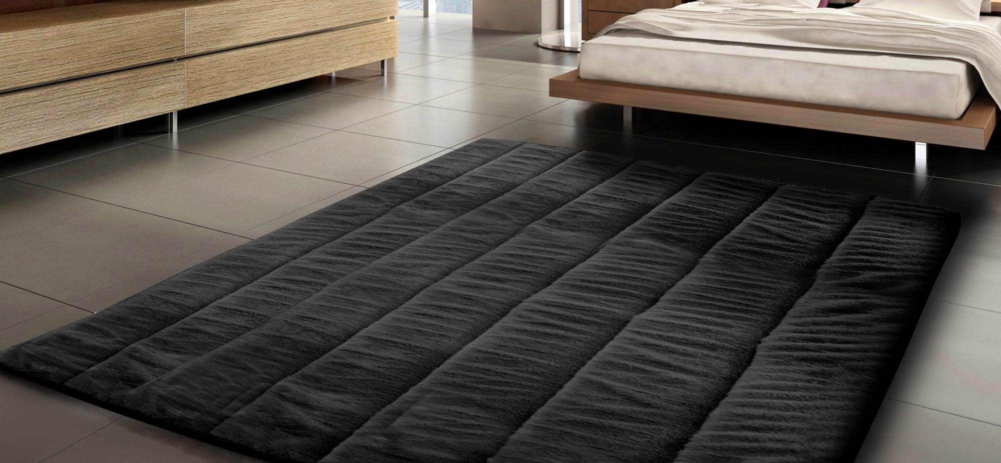 KomfortHome Hochflor-Teppich Fellteppich Rabbit, rechteckig, Höhe: 18 mm,  Kunstfel, Kaninchenfell-Haptik, ein echter Kuschelteppich