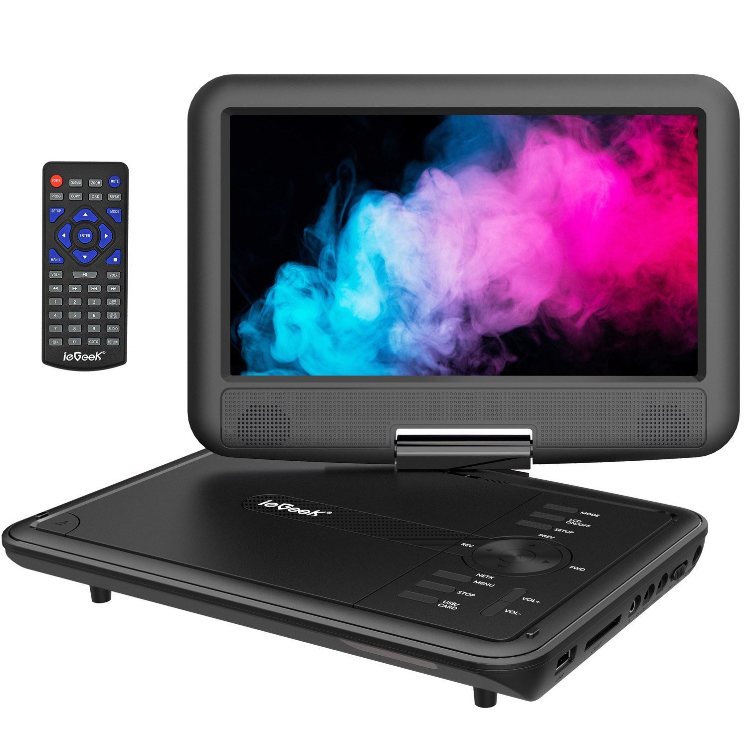 TWUFY 11,5" Tragbarer DVD-Player mit 9,5" HD-Schwenkbildschirm Portabler DVD-Player (6 Stunden Akkulaufzeit, Sync-TV/USB/TF-Karte-Unterstützung)