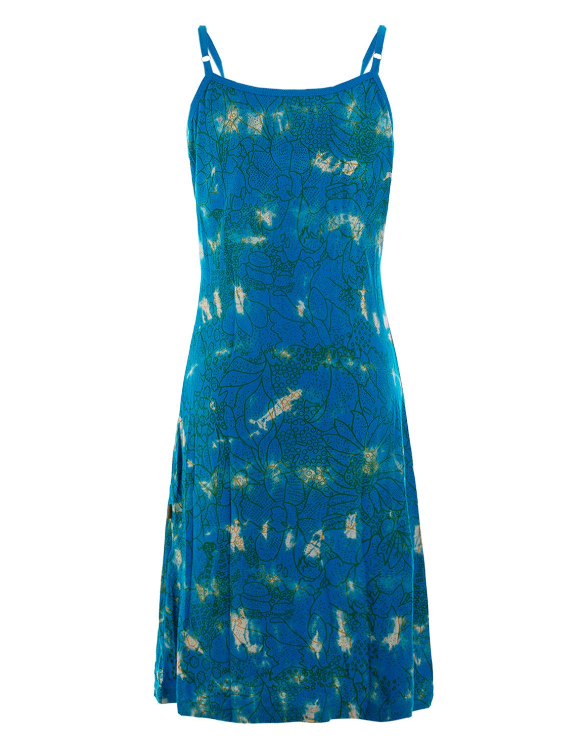 Vishes Midikleid Damen Kleid Batik Jersey Spaghettiträger Blumenprint Alternative Mode, Boho, Hippie, Ethno, Festival
