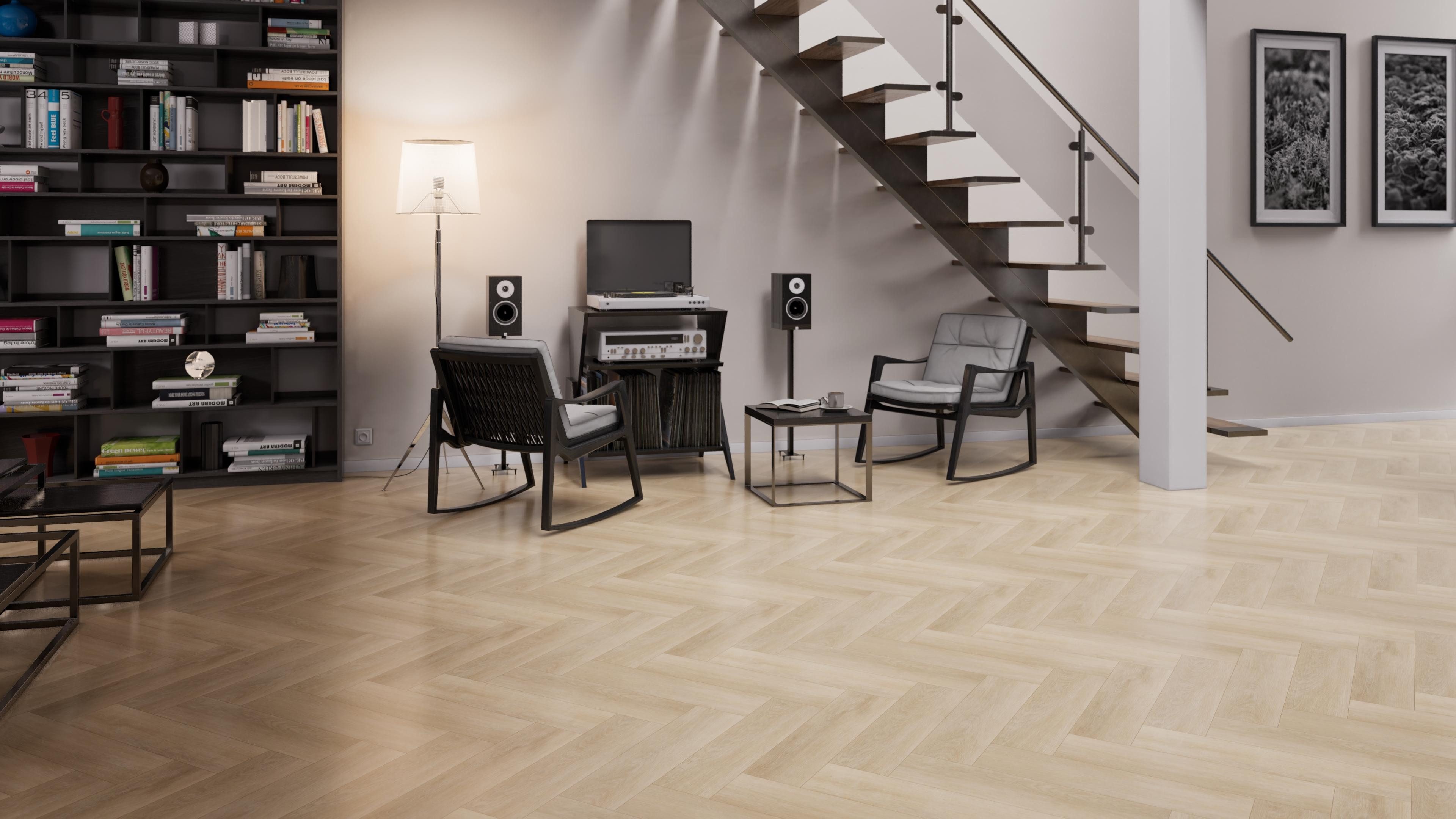 Stilewo Vinylboden Vinylboden 1 m2 Klick-Vinyl Eiche 2 in 1 inkl. Trittschalldämmung, Fußbodenheizung geeignet, extrem robuste Oberfläche, 2 in 1 Auswahl (1220mm für Breitdiele; 592mm für Fischgräte)