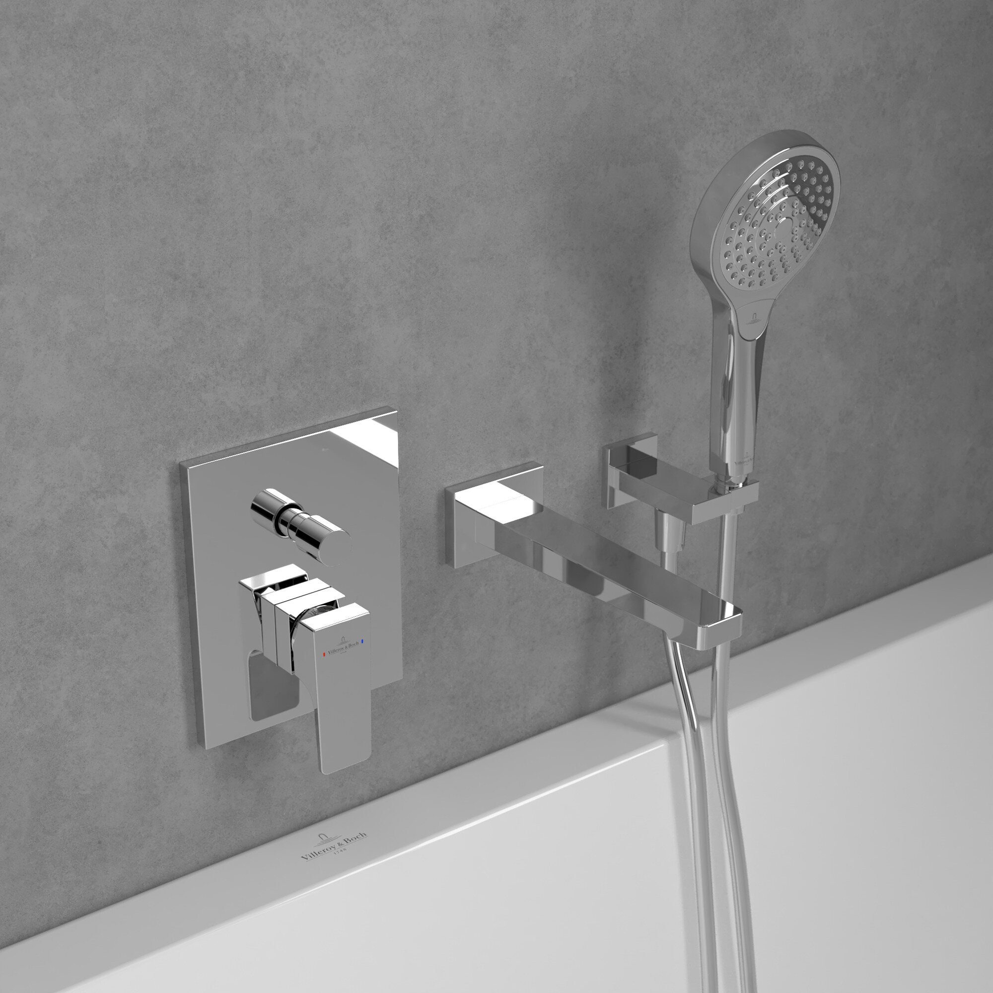 Villeroy & Boch Unterputzarmatur Architectura Square Unterputz-Armatur, mit Umsteller, Wandmontage