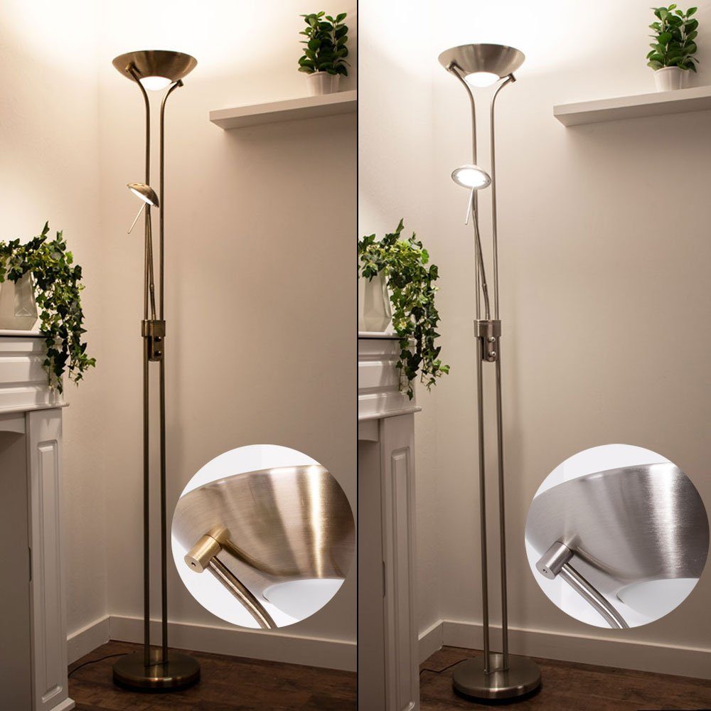 LED LED Dimmbar Büro etc-shop Leuchte Decken Stehlampe, altmessing Fluter Lampe Lese-Spot