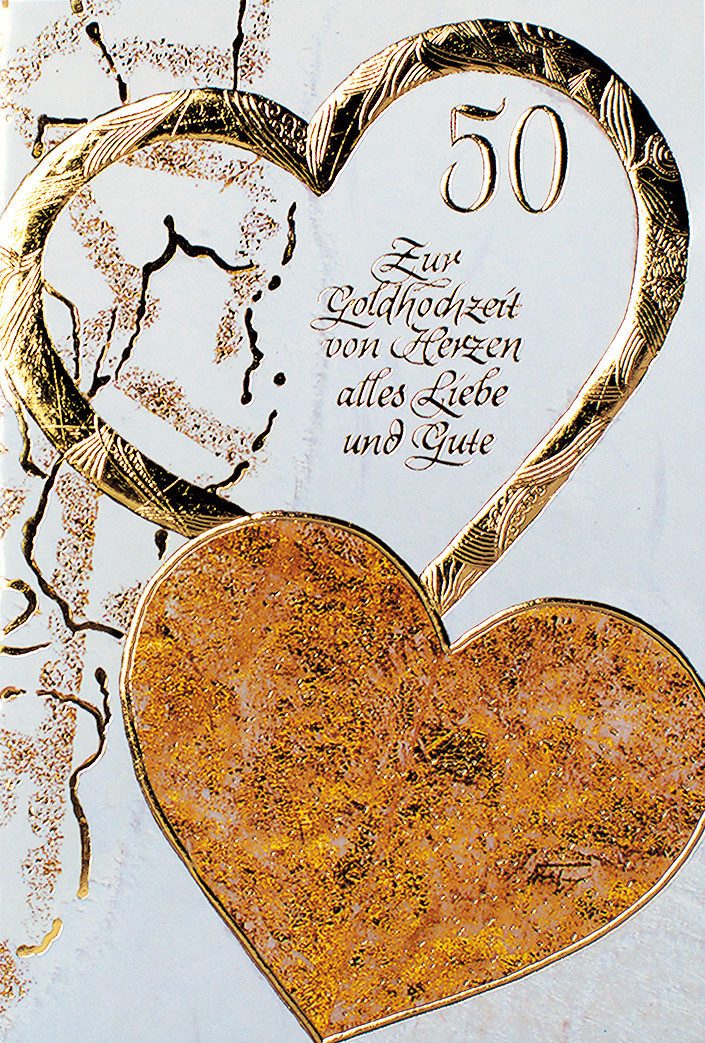BSB Grußkarten Goldhochzeit - 50. Hochzeitstag - Glückwunschkarte im Format 11,5 x