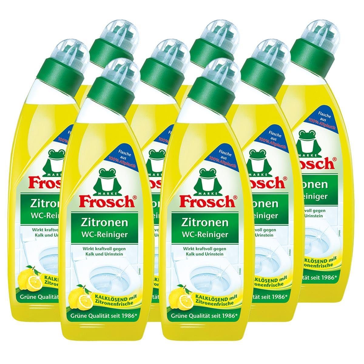 FROSCH 8x Frosch Zitronen WC-Reiniger 750 ml – Kalklösend mit Zitrone WC-Reiniger
