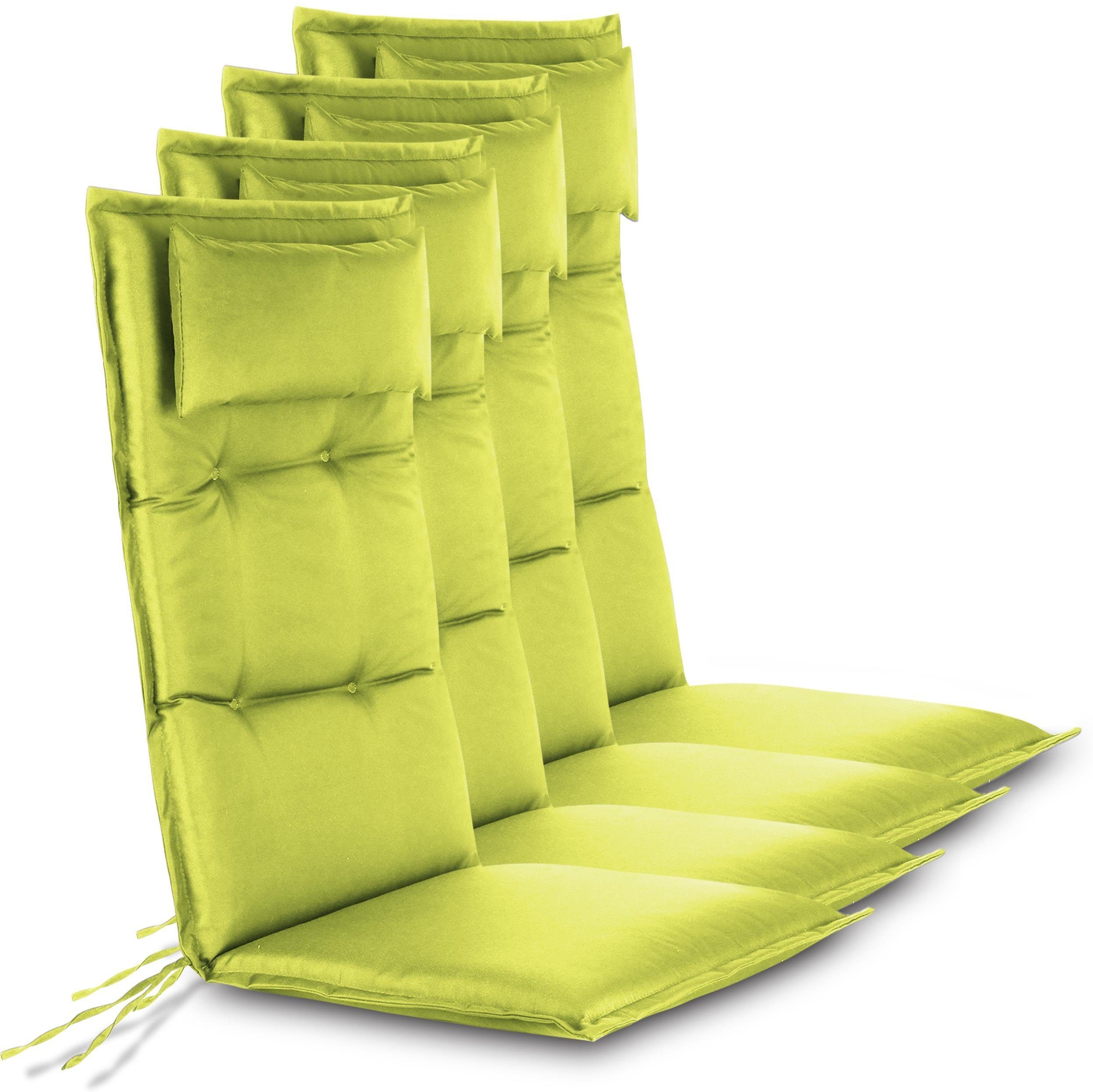 Aspero Hochlehnerauflage 4 Hochlehner Stuhlauflagen Sitzpolster, (Set), Wasserdicht