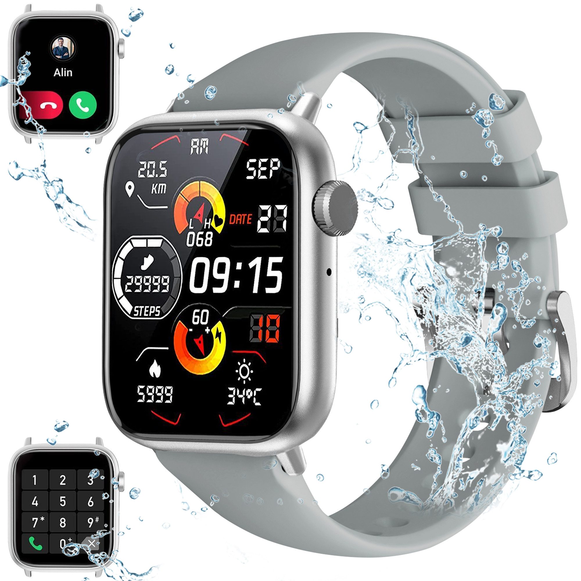 Forrlite Smartwatch Damen Herren mit Telefonfunktion Smartwatch Smartwatch (1,83 Zoll) Mit Encoderfunktion, Fitness Tracker Uhr mit 2 Kombinationen von Armbändern, (Fitnessuhr mit Anruffunktion 1,83" HD Voll Touchscreen Zoll, Smartwatch Fitness Tracker Uhr mit 100+Sportmodi, IP67 Wasserdicht, Uhren Watch für Android IOS, Fitnessuhr Tracker mit Pulsmesser Schrittzähler Schlafmonitor Aktivitätstracker cm)