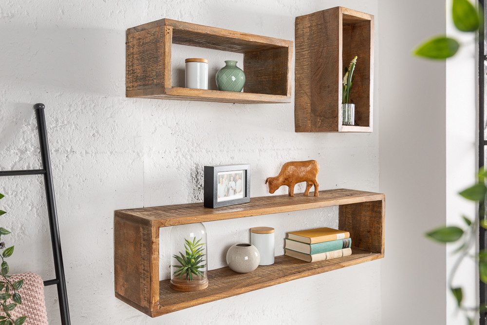 riess-ambiente Wandregal HEMINGWAY 94cm braun, aus Massivholz