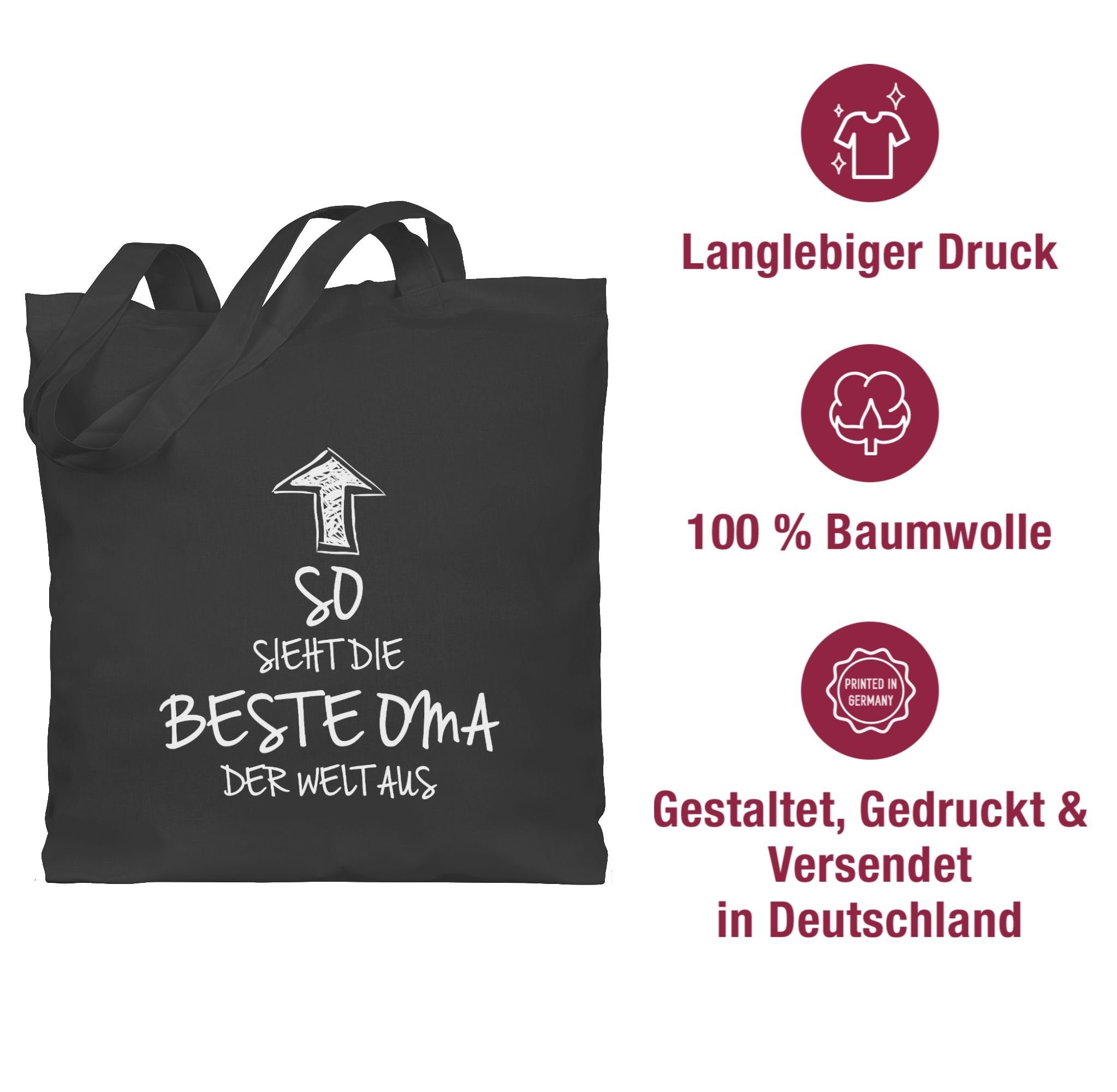 Shirtracer Geschenk die Umhängetasche Welt 2 sieht der Oma beste Dunkelgrau So Oma aus,