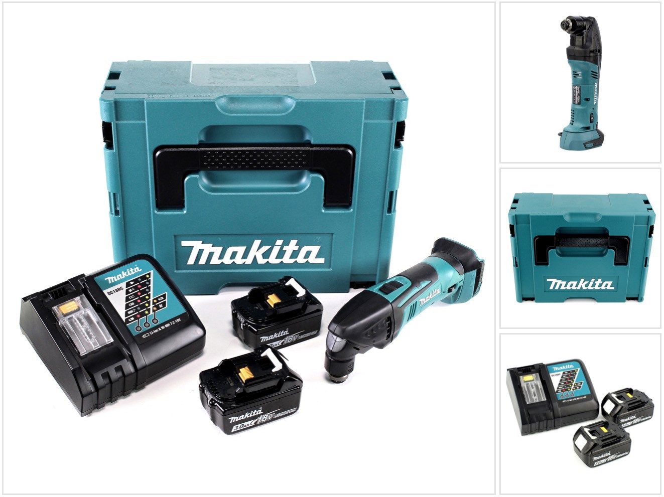 Makita Akku-Multifunktionswerkzeug DTM 50 RFJ 18V + 2x Akku 3,0Ah + Ladegerät + Makpac