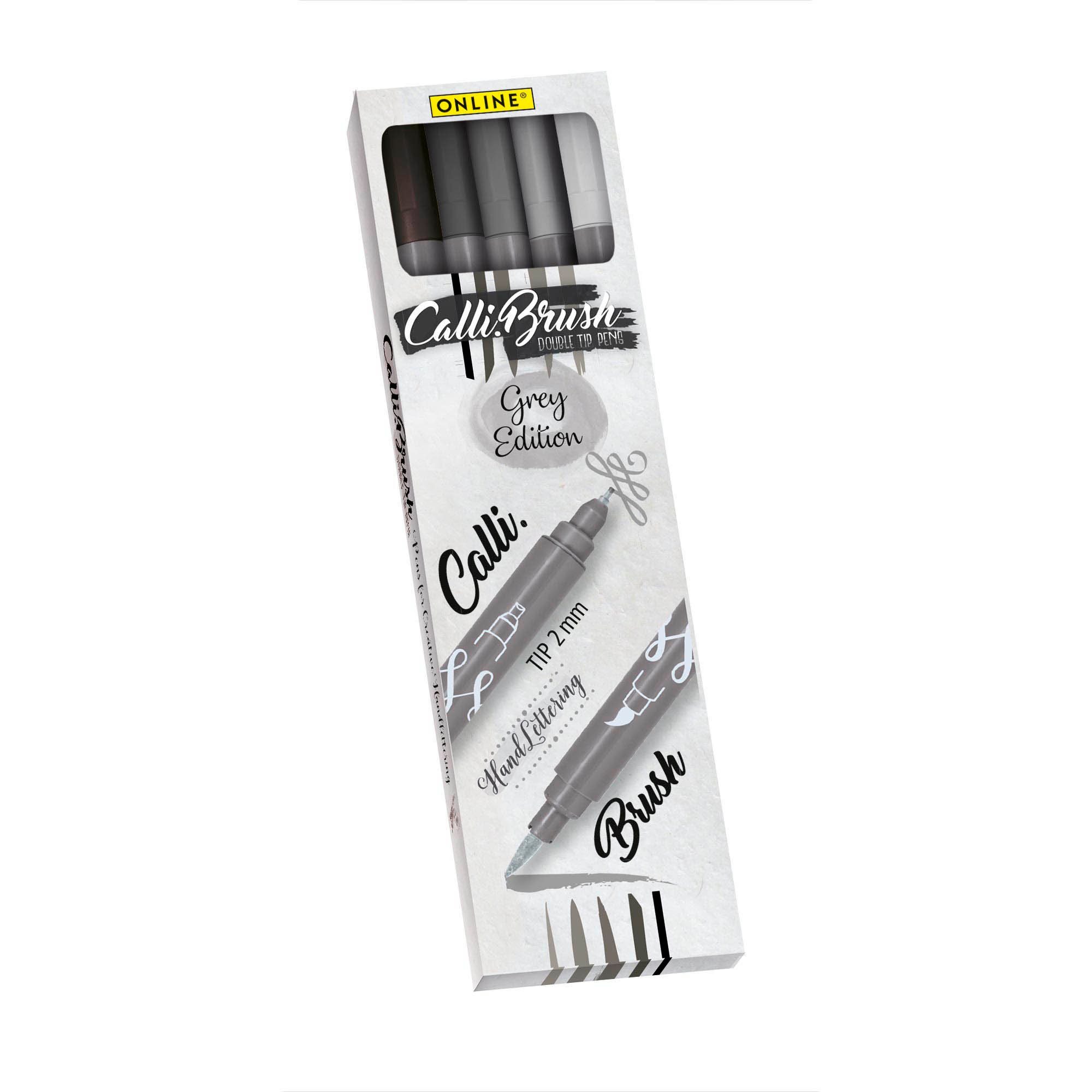 Set, Handlettering Pens, Brush Fineliner Online Spitzen Grey Pen bunte Stifte 5x Calli.Brush, verschiedene