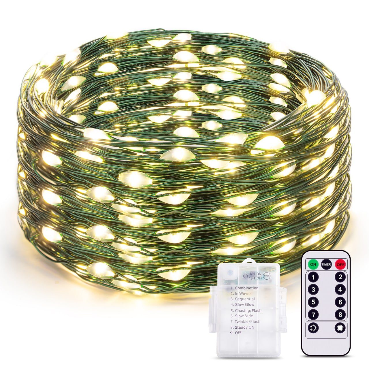 Diyarts LED-Lichterkette, 10M 100LED Wasserdicht 8 günstig online kaufen