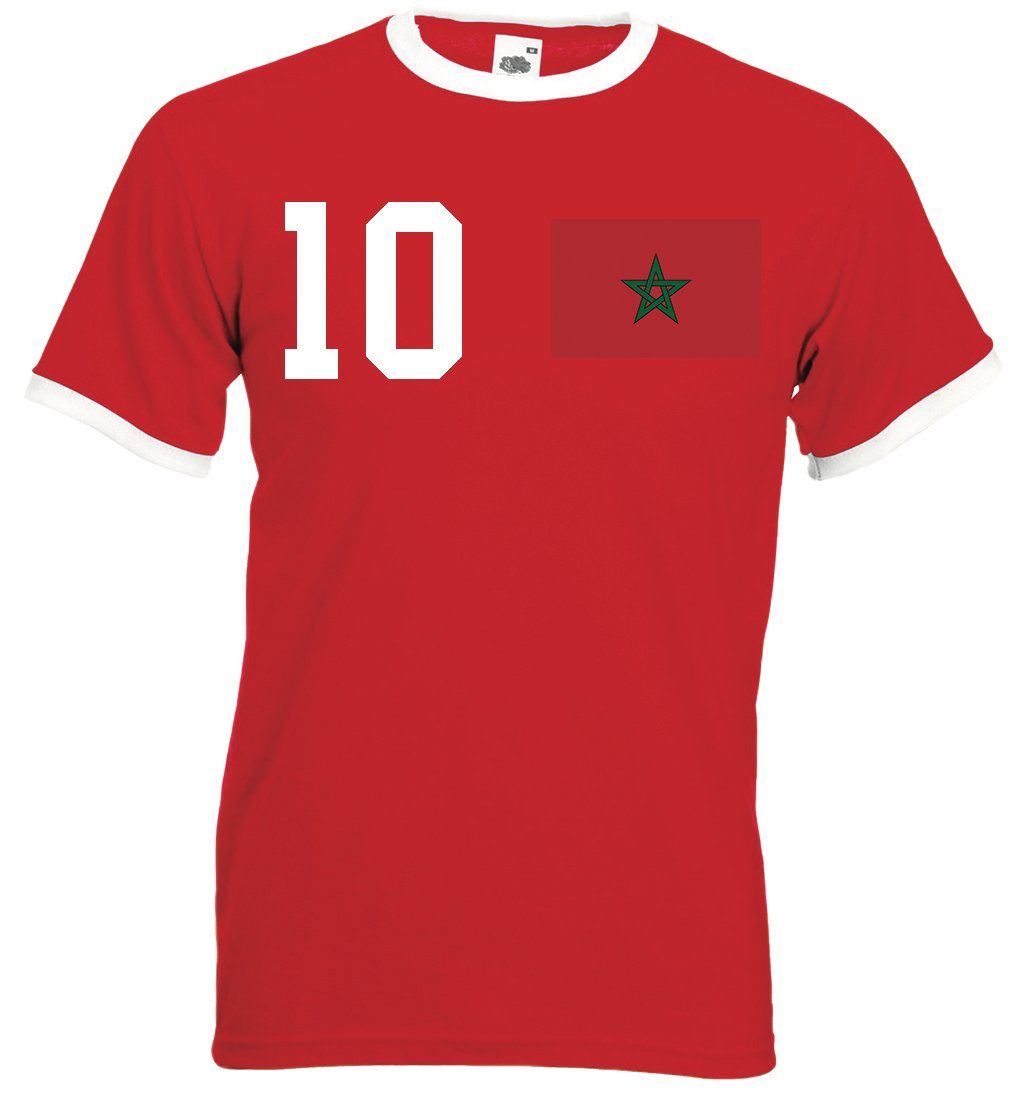 Fußball Trikot Herren trendigem XXL Marokko im mit Motiv Youth Designz T-Shirt Look T-Shirt