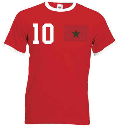 Youth Designz T-Shirt Marokko Herren T-Shirt im Fußball Trikot Look mit trendigem Motiv