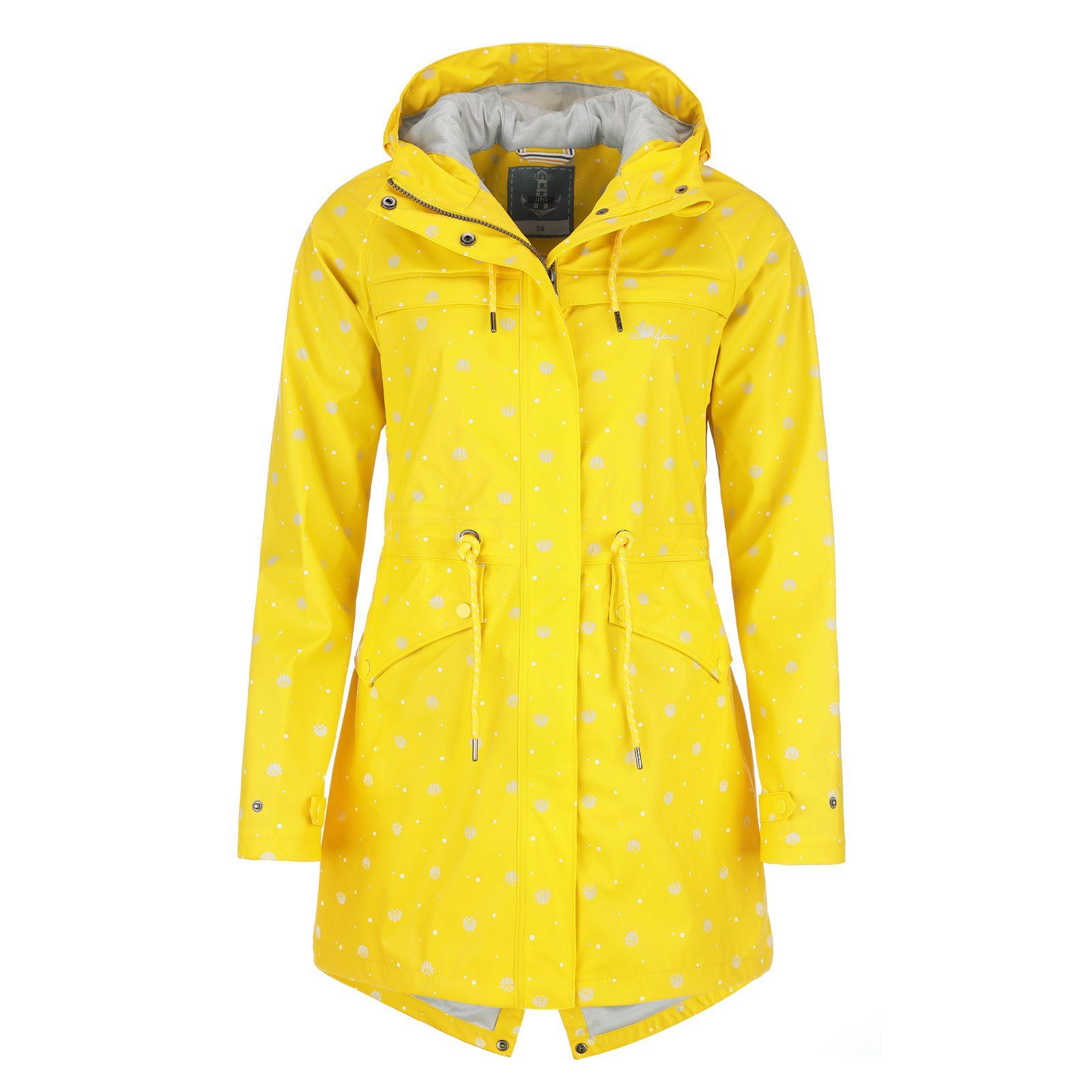 Coastguard Regenmantel Damen PU-Kurzmantel Allover-Print Muschel günstig online kaufen