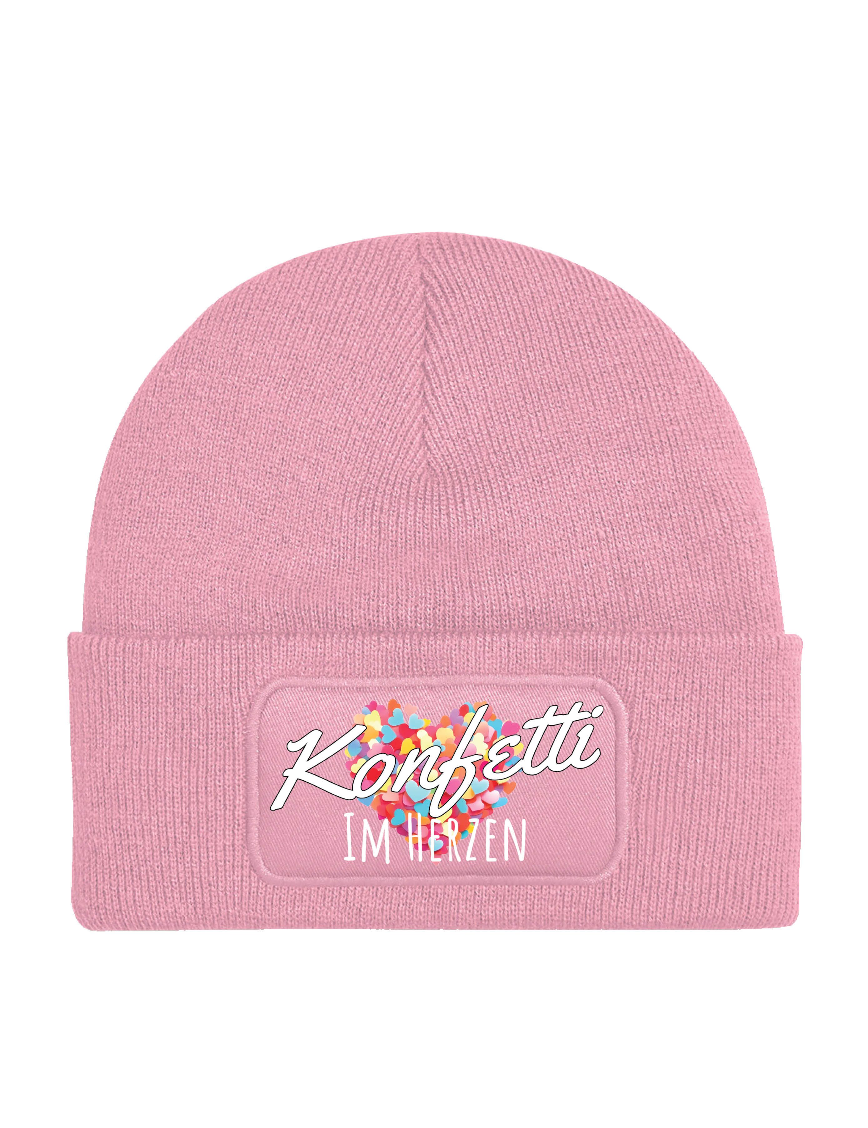 Youth Designz Beanie Unisex Strick Beanie Mütze "Konfetti im Herzen" Aufdruck Geschenk mit lustigem Spruch Print für Frauen und Männer
