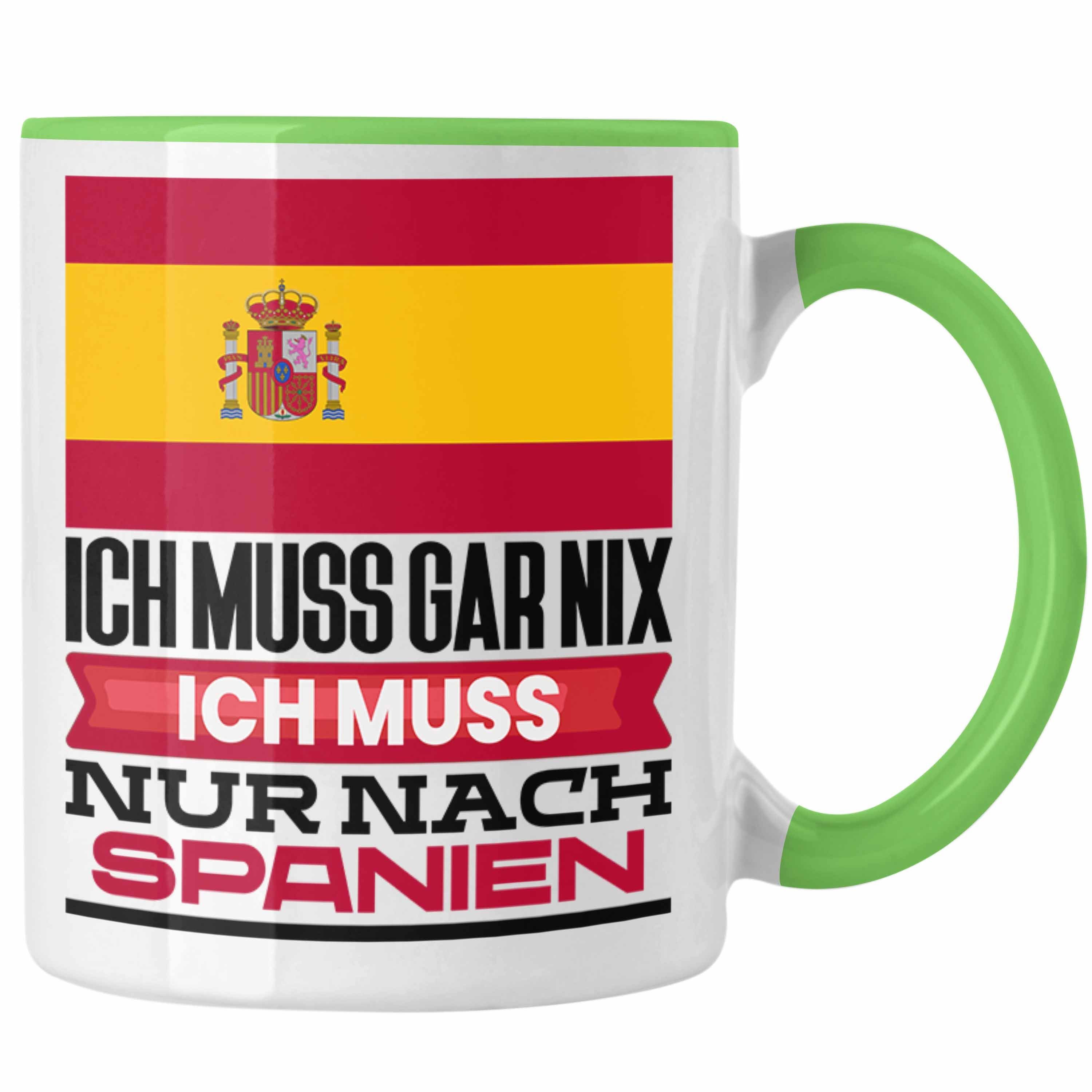 Trendation Tasse Spanien Tasse Geschenk für Spanier Geburtstag Urlaub Geschenkidee Ich Grün