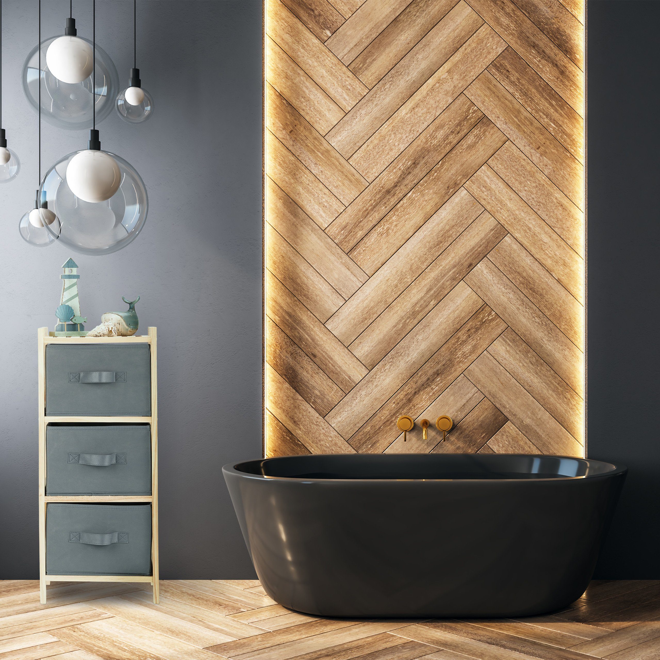 relaxdays Badregal mit 3 Körbe, Grau günstig online kaufen