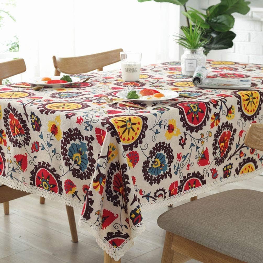 140x180cm Abdeckung Waschbar Blumenmuster Tischdecke Boho FELIXLEO Picknick Tischdecke