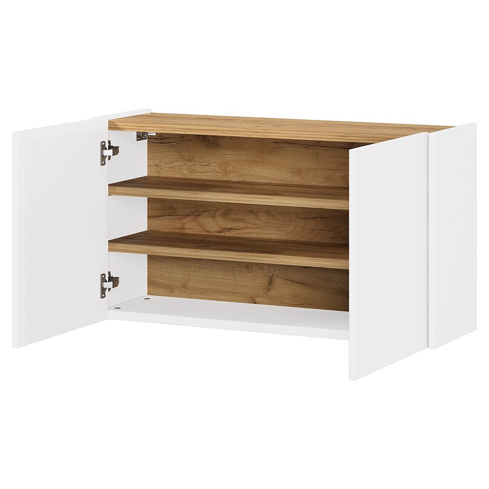 Lomadox Schuhschrank LAPUA-01 93 cm breit in Weiß mit Eiche, wandhängend