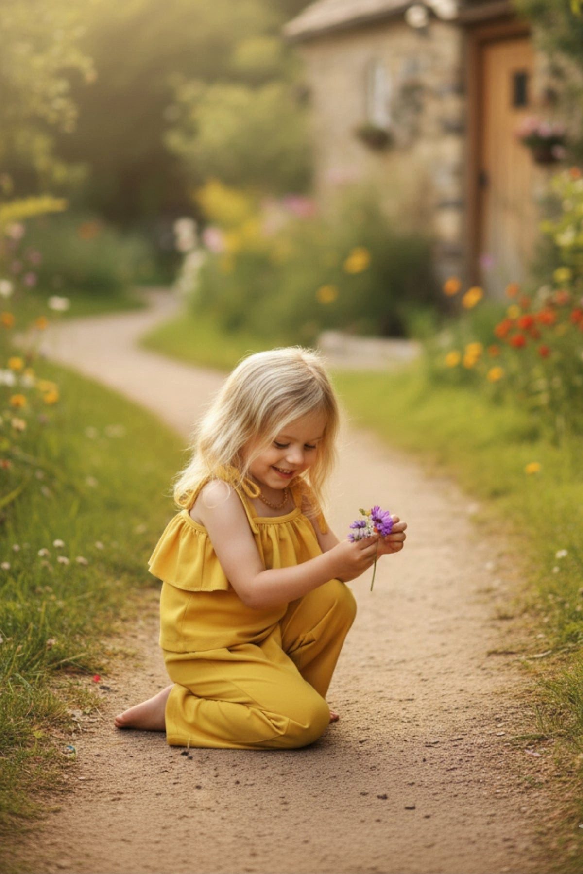 Parla Kids Shirt & Hose Gelber Zweiteiler Ruffle - Oberteil mit Rüschendetails und Hose