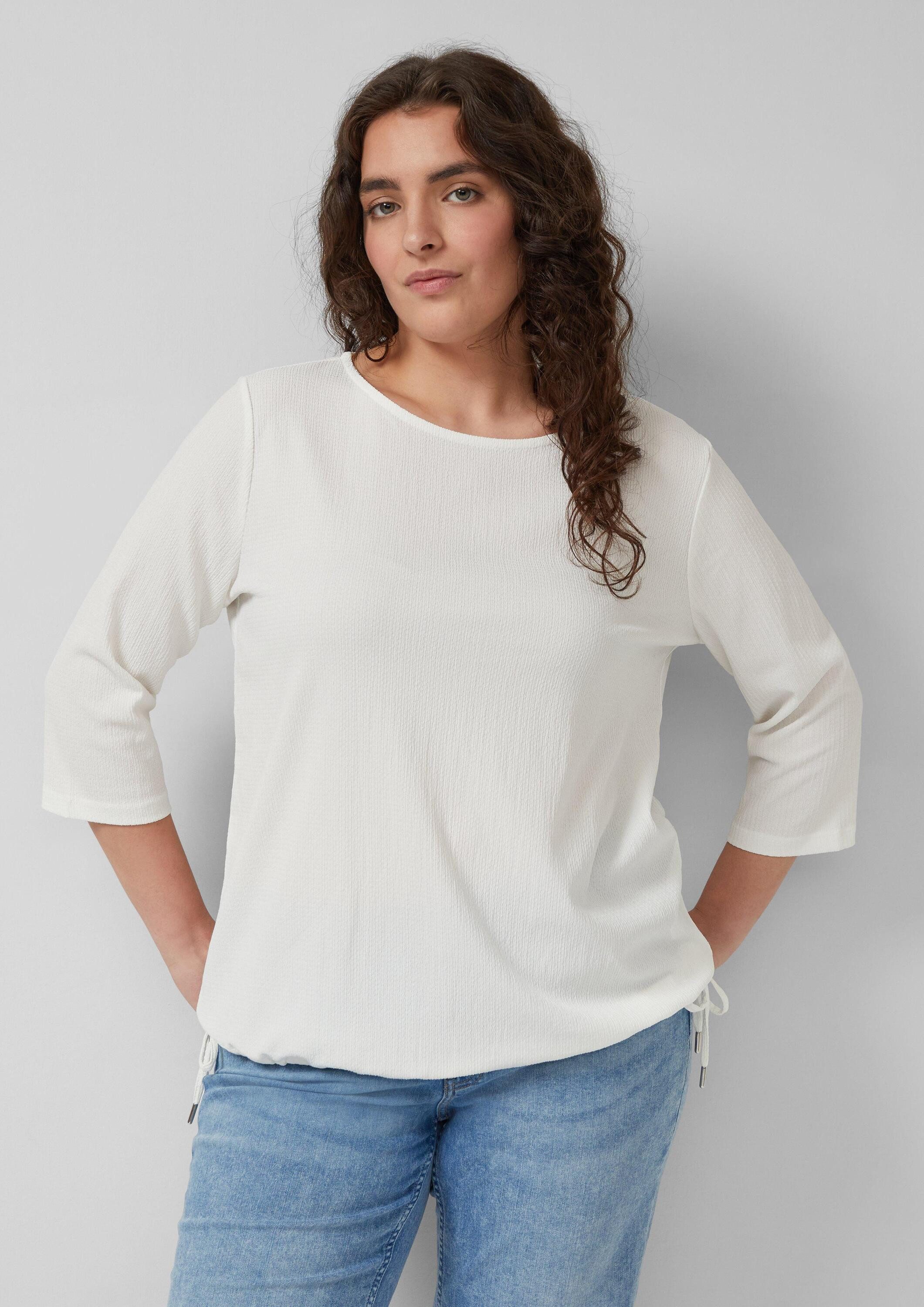 s.Oliver 3/4-Arm-Shirt T-Shirt Strukturierte Shirt-Bluse mit U-Boot-Ausschnitt