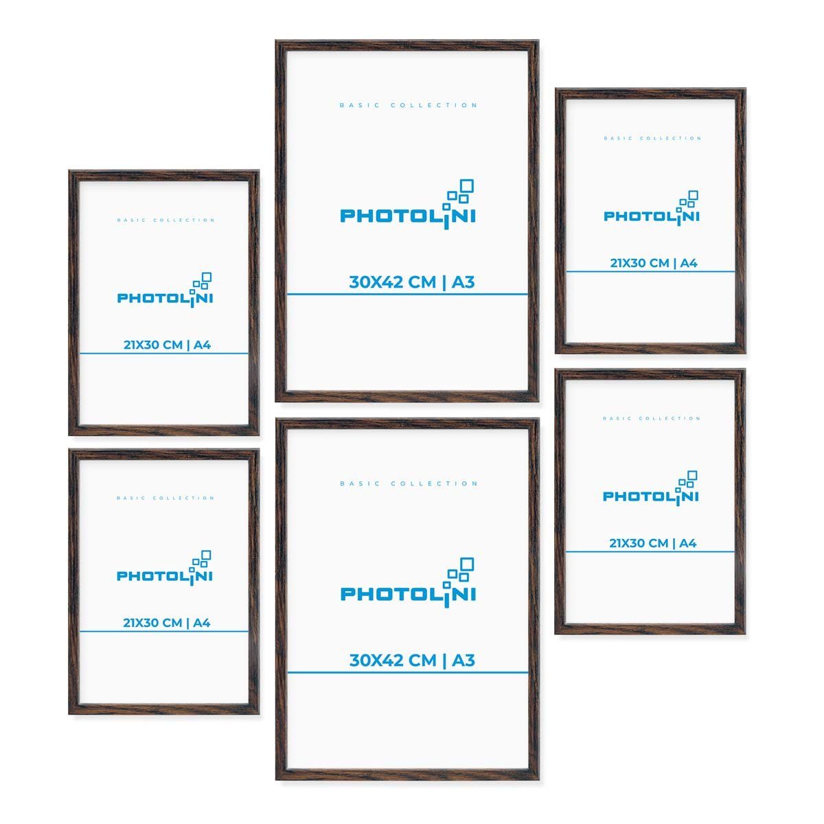 PHOTOLINI Bilderrahmen 6er Set Modern Schmal günstig online kaufen