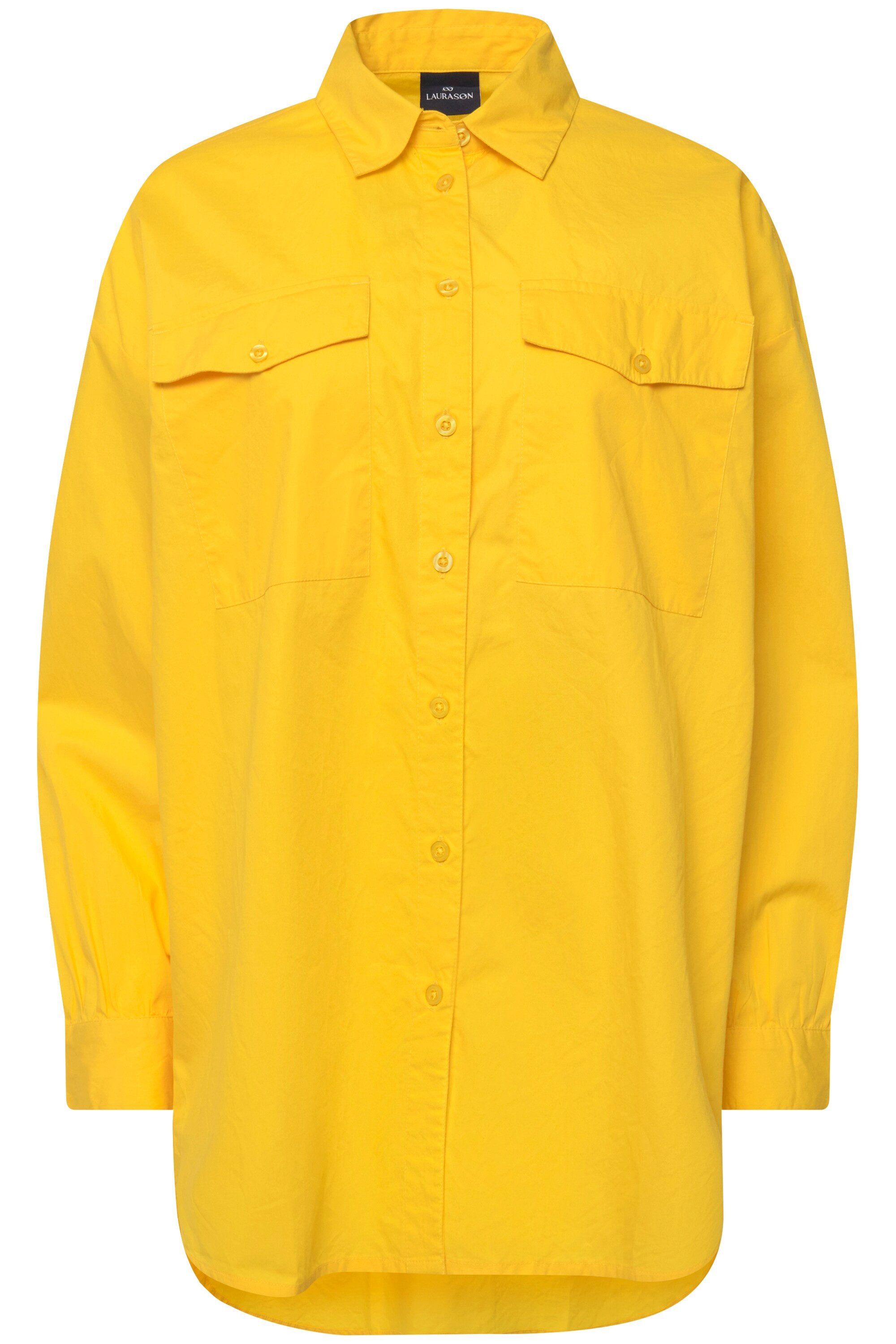 Hemdbluse Hemdbluse Hemdkragen gerundeter Saum Langarm