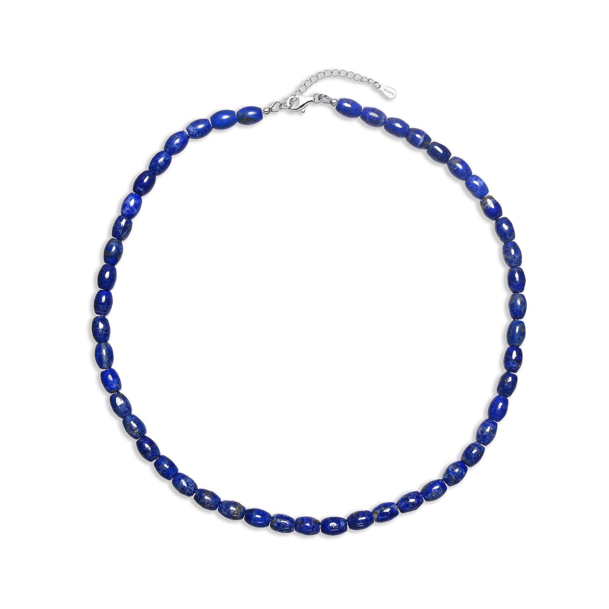 Cavill Silberkette Lapislazuli Perlenkette 1,50 ct, rhodiniert, 925 Silber, verstellbar (1-tlg)