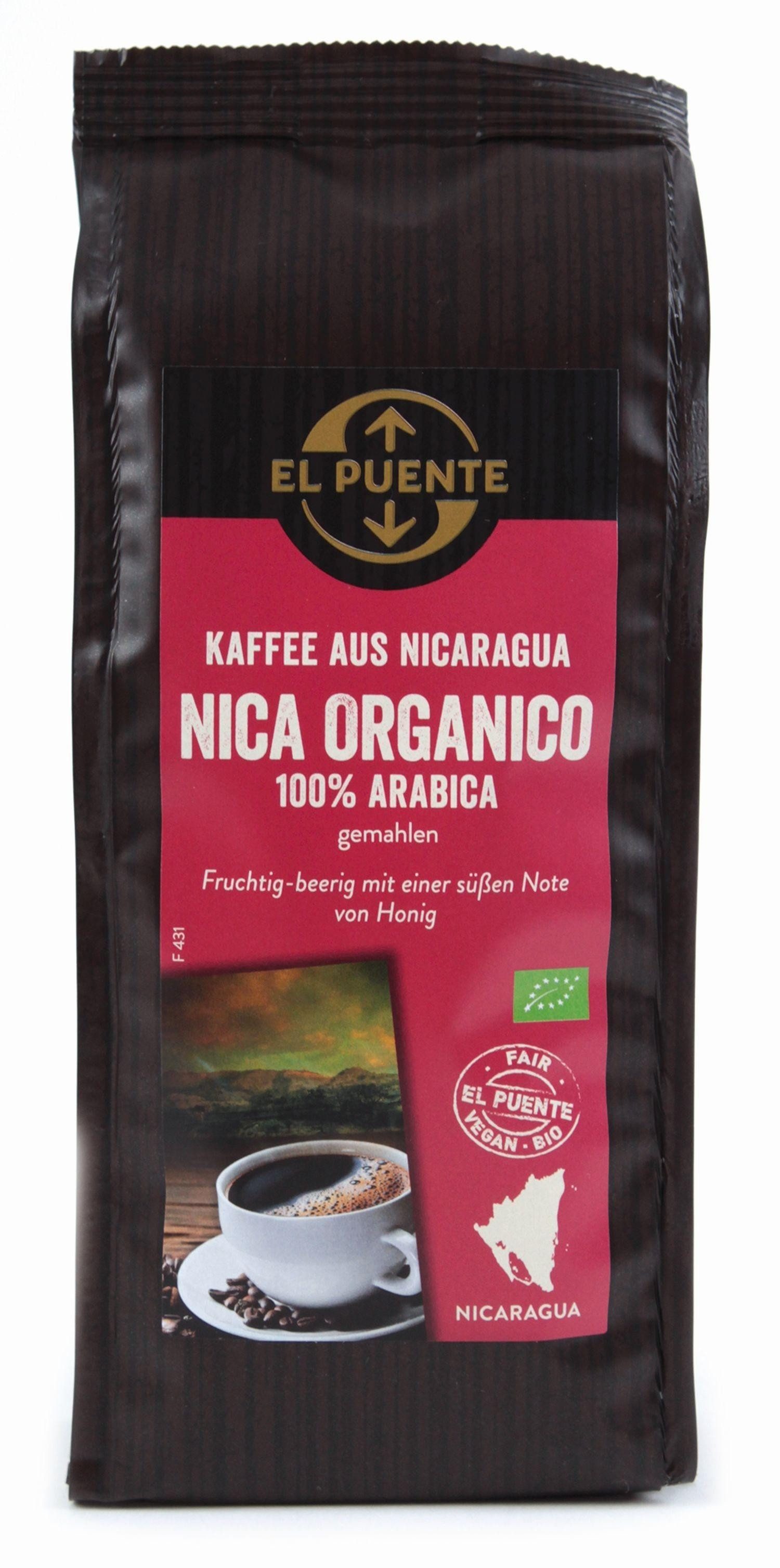 El Puente Kaffee Nica organico - Bio-Kaffee gemahlen 250 g, Fair Trade, Vegan, Bio, Handmade