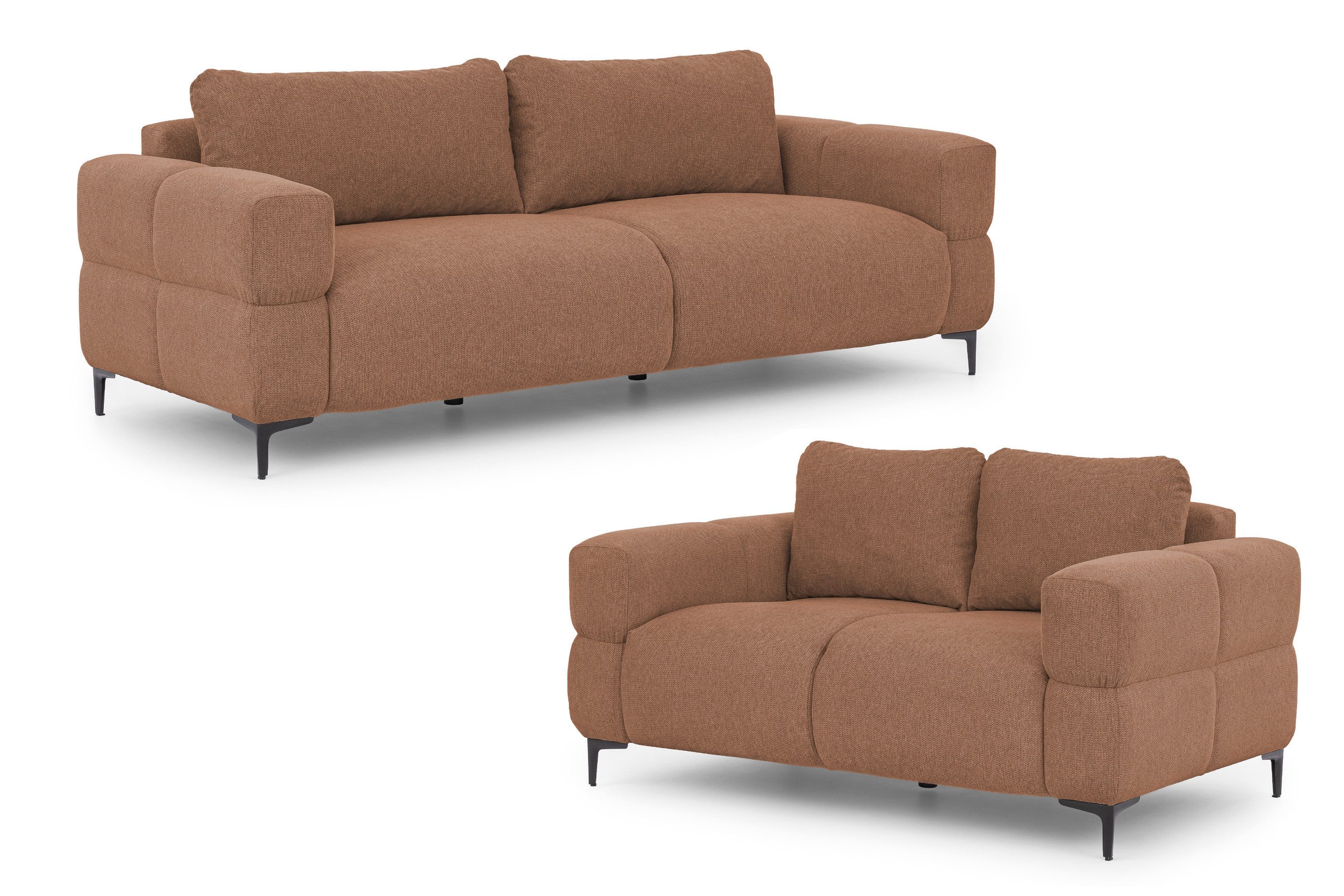 S-Style Möbel Polstergarnitur 3+2 Cardea in Bubble-Optik aus weichem Strukturstoff, mit Wellenfederung und hohem Sitzkomfort