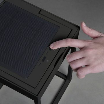 KONSTSMIDE LED Laterne Portofino, LED fest integriert, Warmweiß, PortofinoLED Solar/USB-Laterne schwarz, dimmbar, Dammerungs