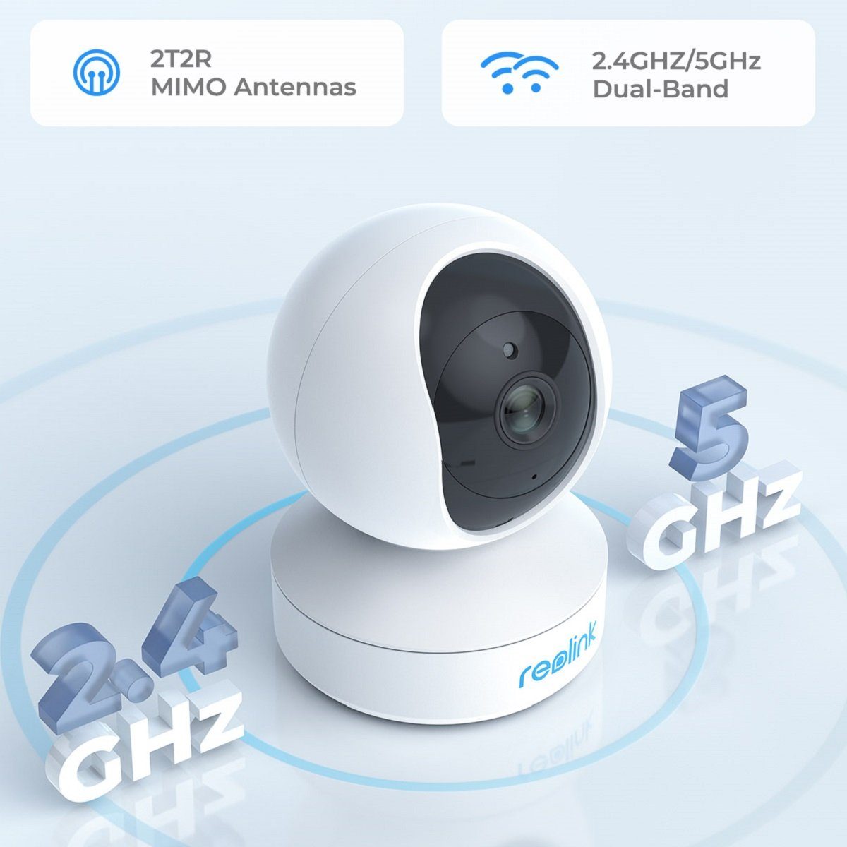 Reolink Überwachungskamera E1-Zoom 5MP PTZ WLAN IP (Innenbereich, 3X Optischem Zoom, 2,4/5,0 GHz WiFi, 12m IR-Nachtsicht, 2-Wege-Audio)