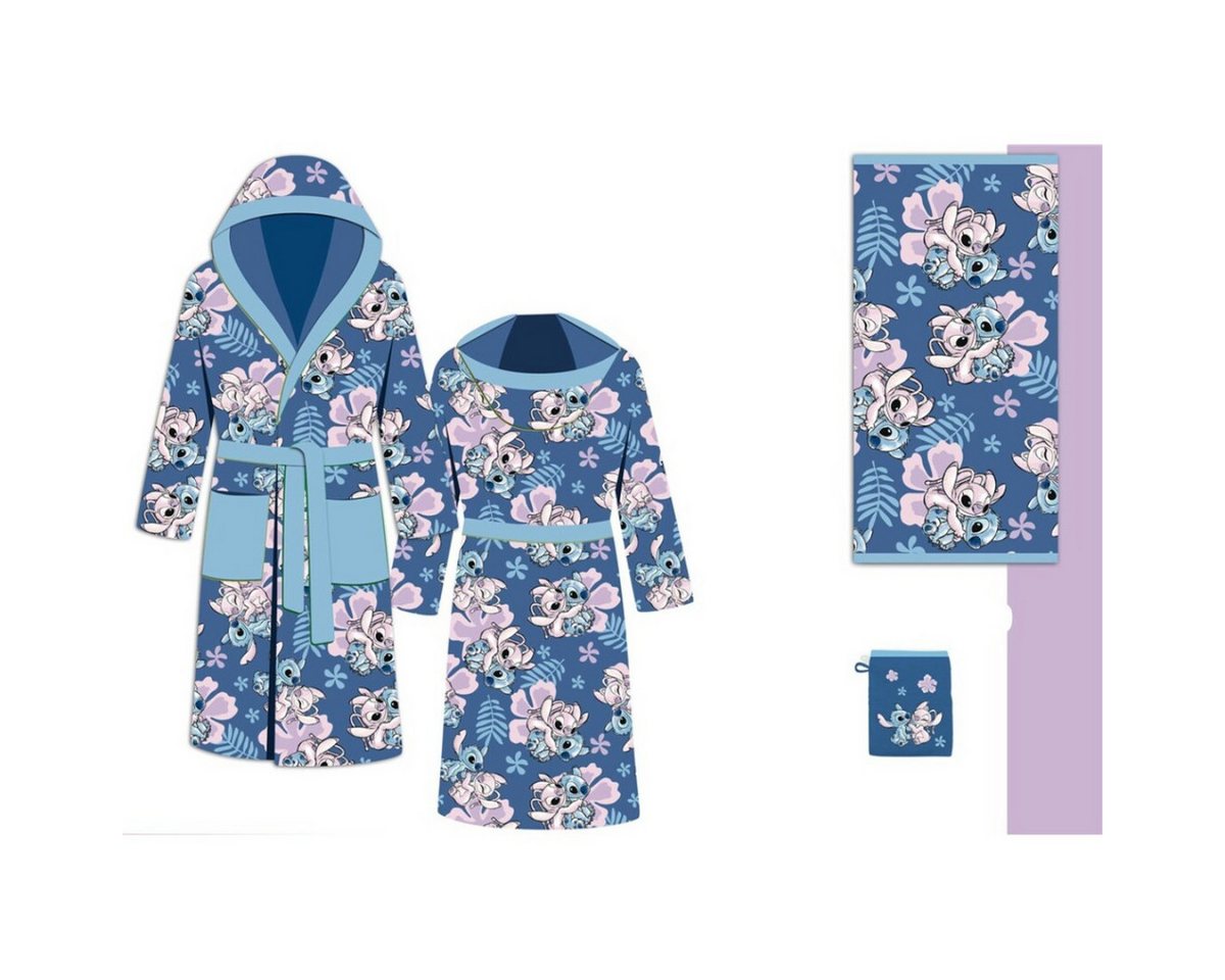 Lilo & Stitch Bademantel Bade Set für Kinder mit weichem Bademantel Handtuch Handschuhe