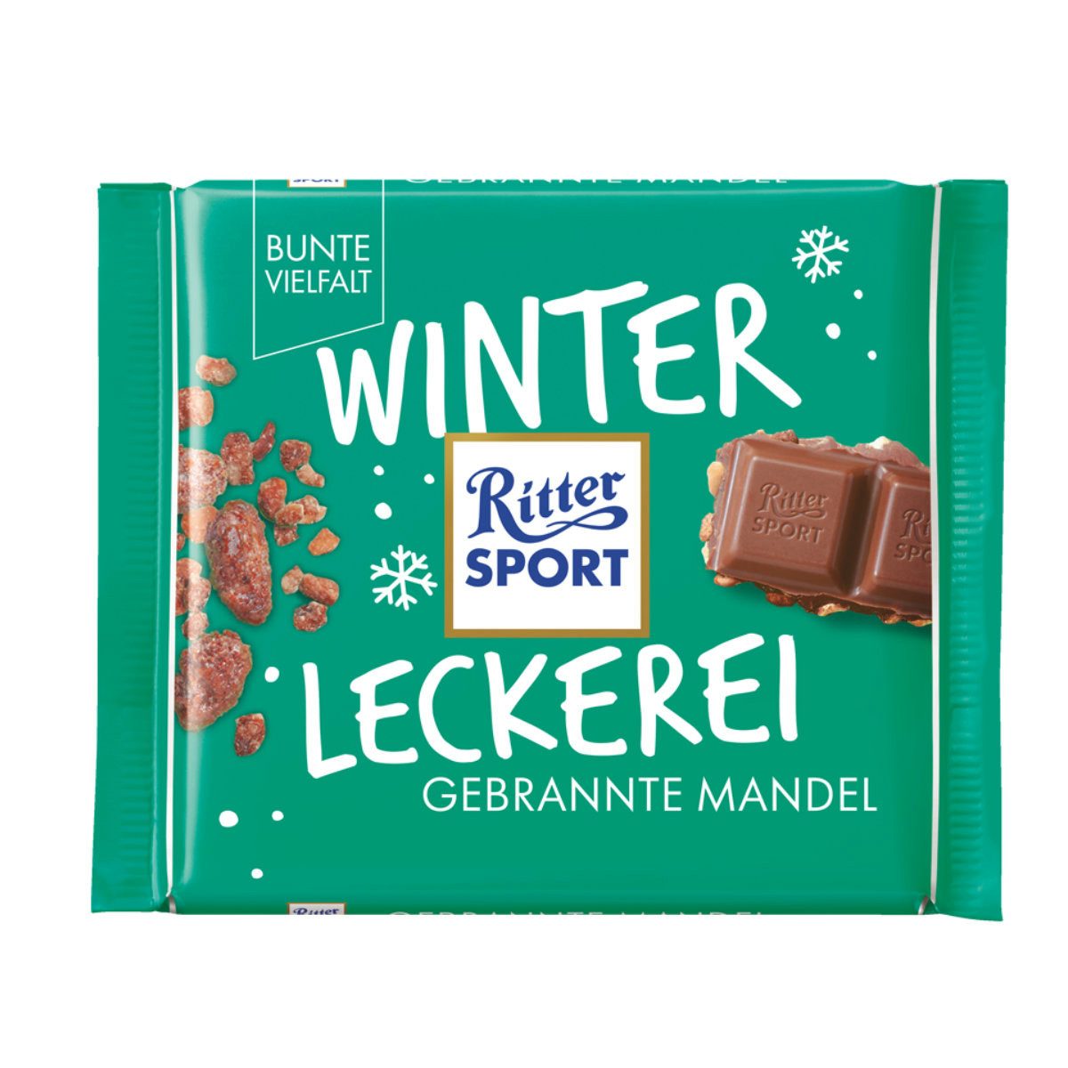 Ritter SPORT Schokolade, Ritter Sport Gebrannte Mandel Winterleckerei Vollmilchschokolade 100g