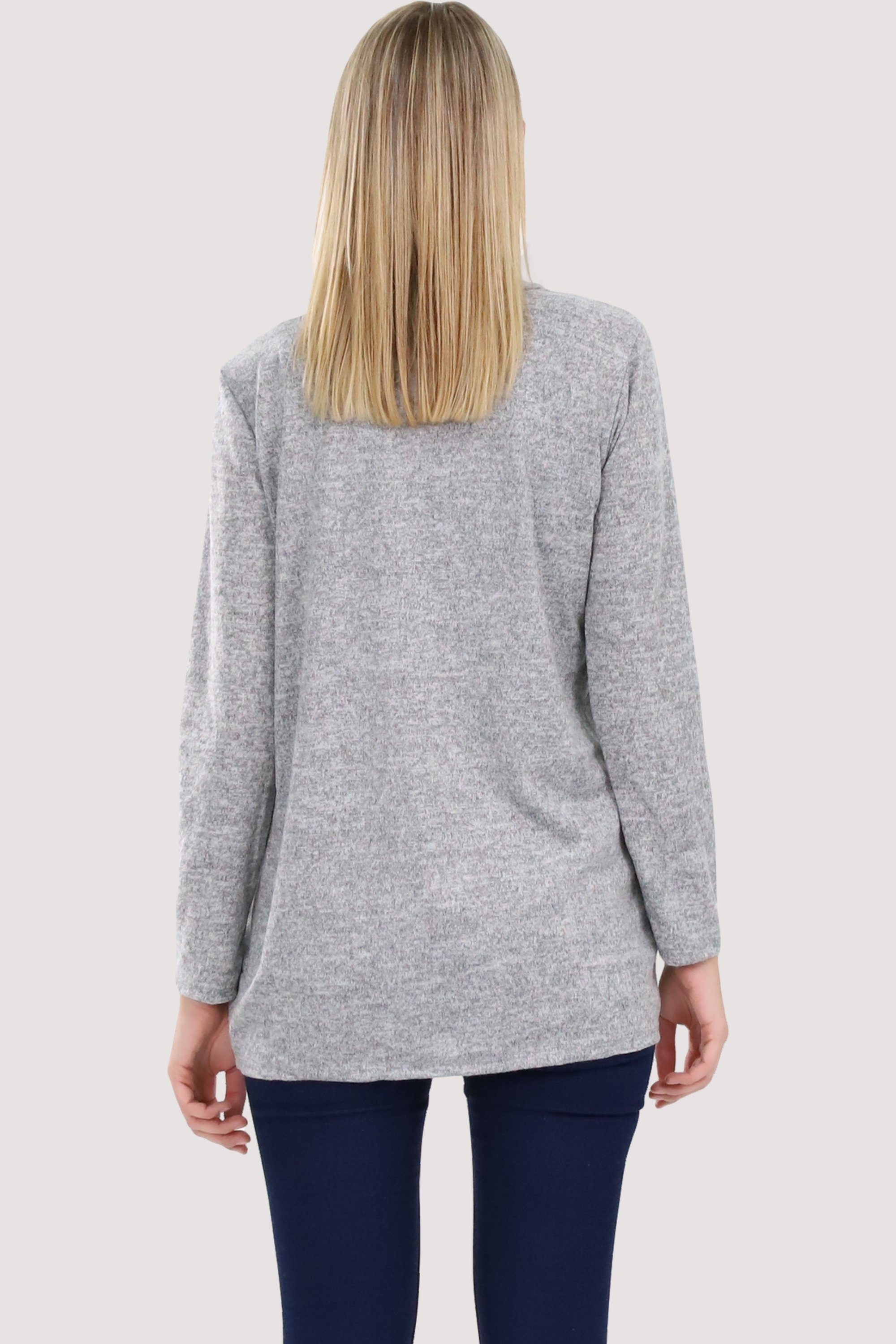 malito more than fashion Cardigan malito Damen Strickjacke lang, Cardigan im eleganten Design, angesag Strickjacke in Melange Optik Einheitsgröße