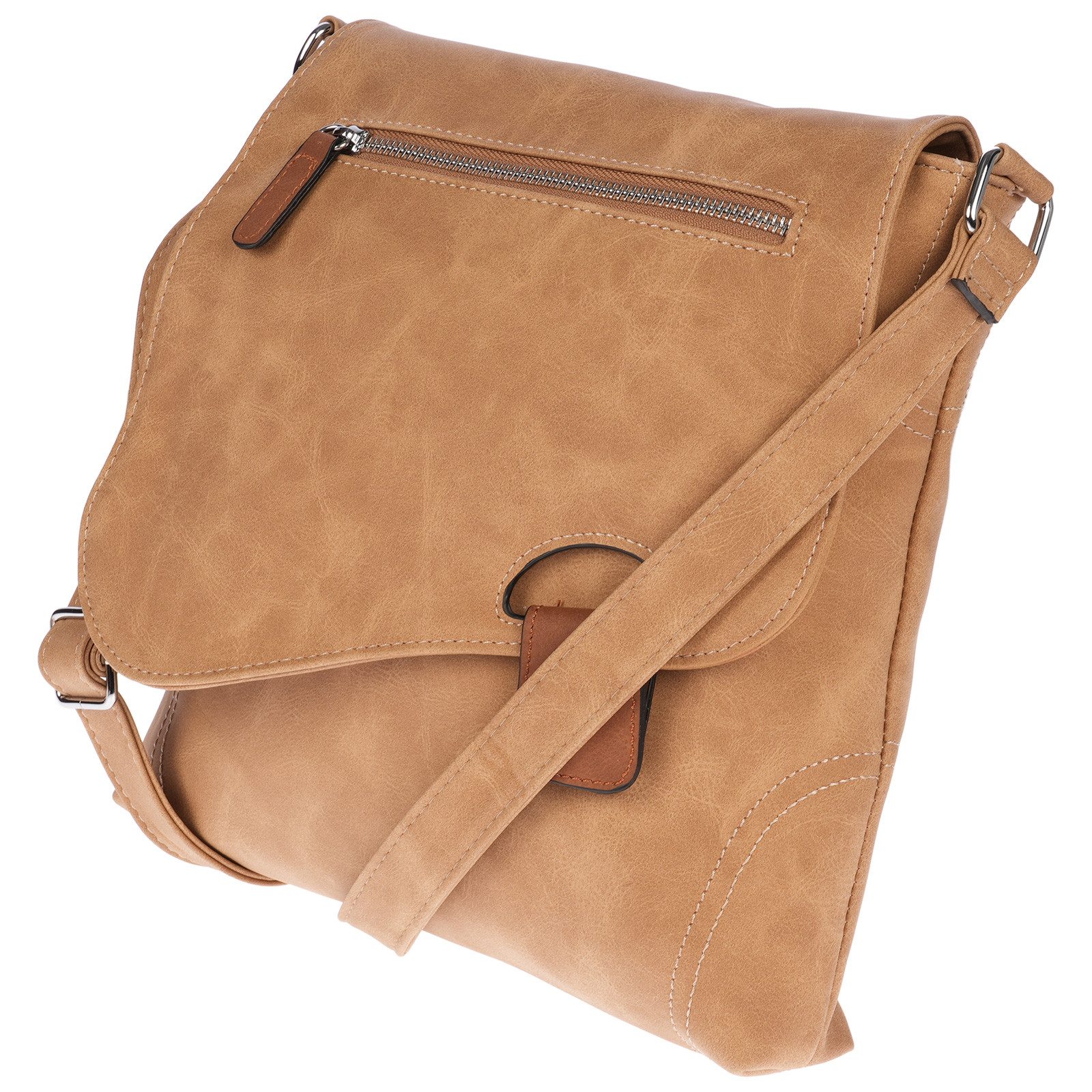 Christian Wippermann Umhängetasche Große Damen Tasche Umhängetasche Leder Optik, Crossover Leder Optik