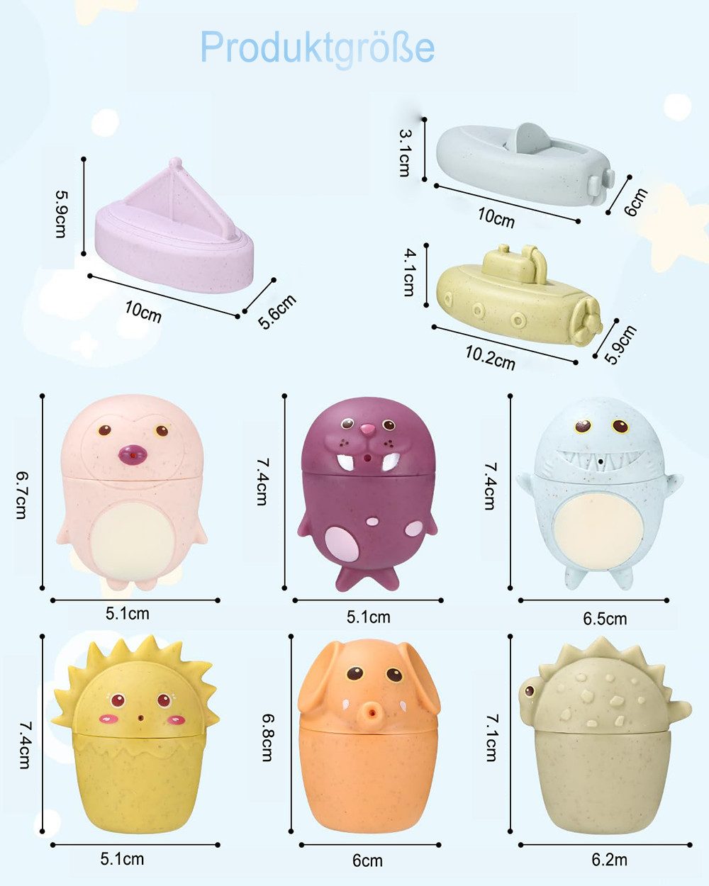 CLTYQ Badespielzeug Badewannenspielzeug ab 1 2 3 4 Jahr, Silikon Badespielz günstig online kaufen