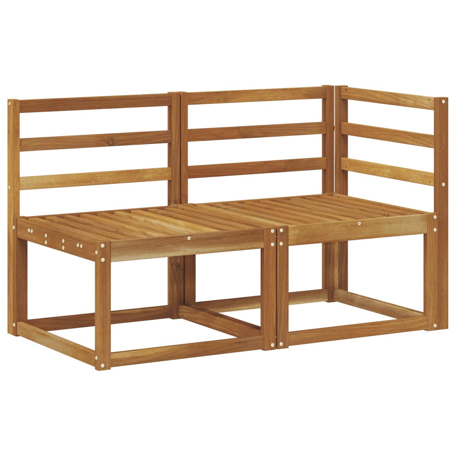 vidaXL Sofaelement Outdoor Mittel- und Ecksofa 2 Stück Natur Massivholz (2 St)