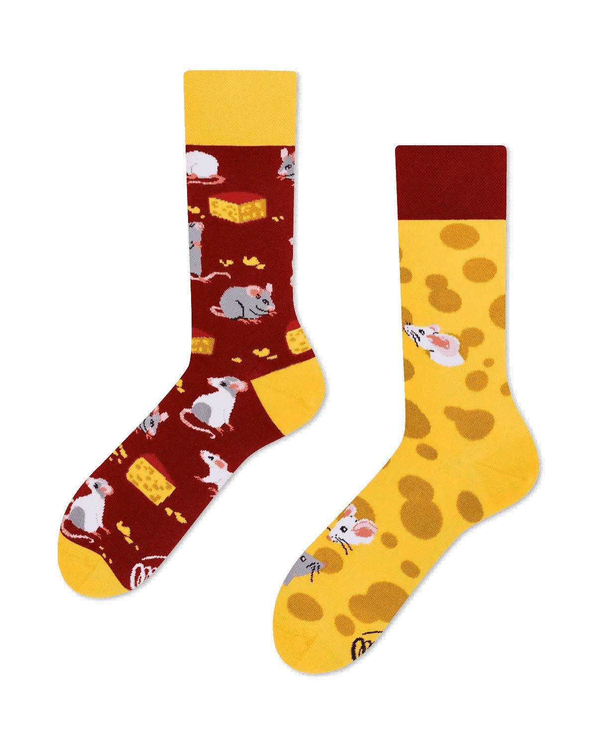 Many Mornings Freizeitsocken Many Mornings Socken Mouse and Cheese (1 Paar, 1-Paar, 1 Paar) immer ein dismatching Paar