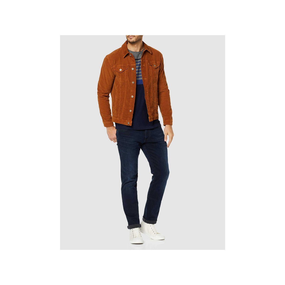 (1-tlg) active dunkel-blau Straight-Jeans fit regular camel