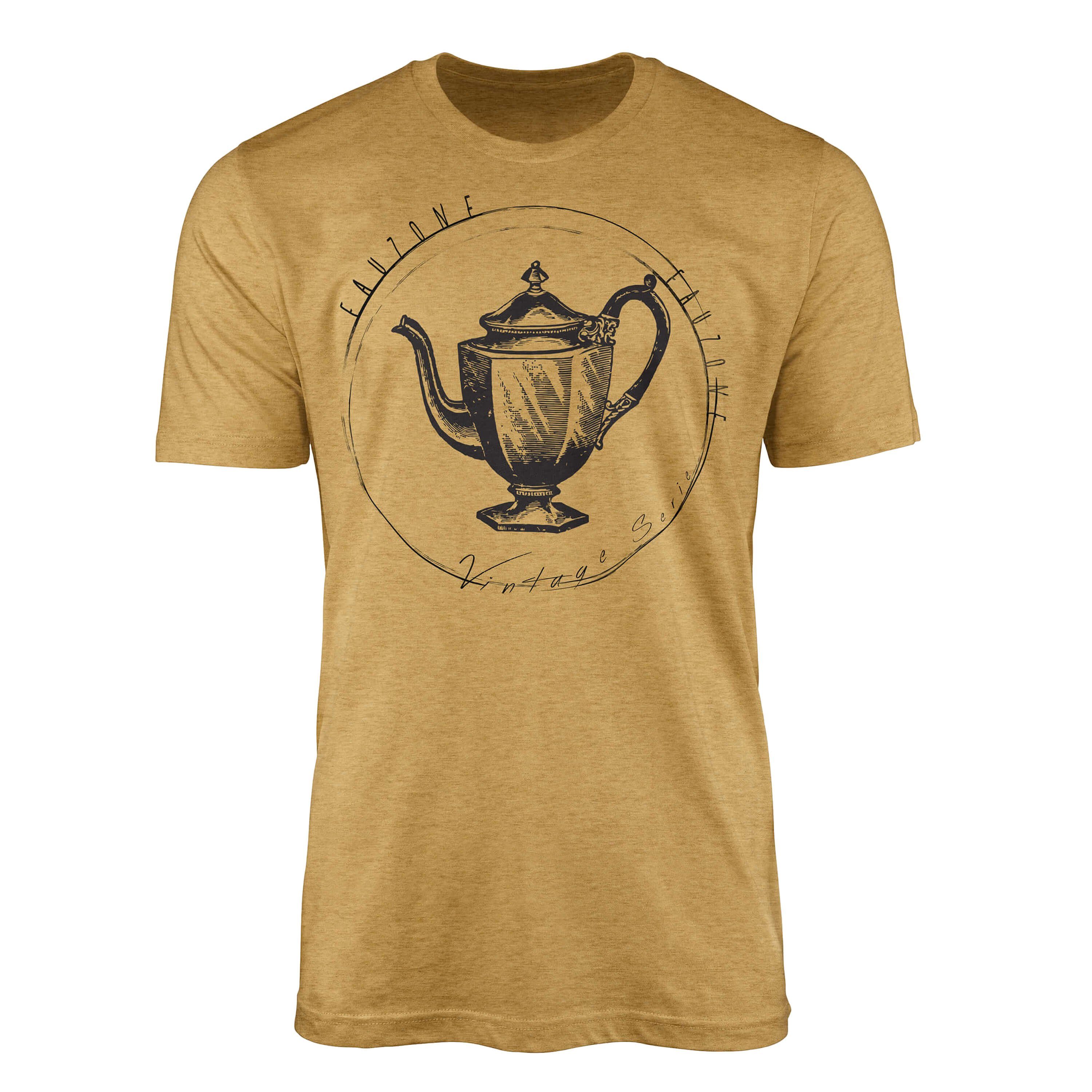 Sinus Art T-Shirt Vintage Herren T-Shirt Teekanne Antique Gold