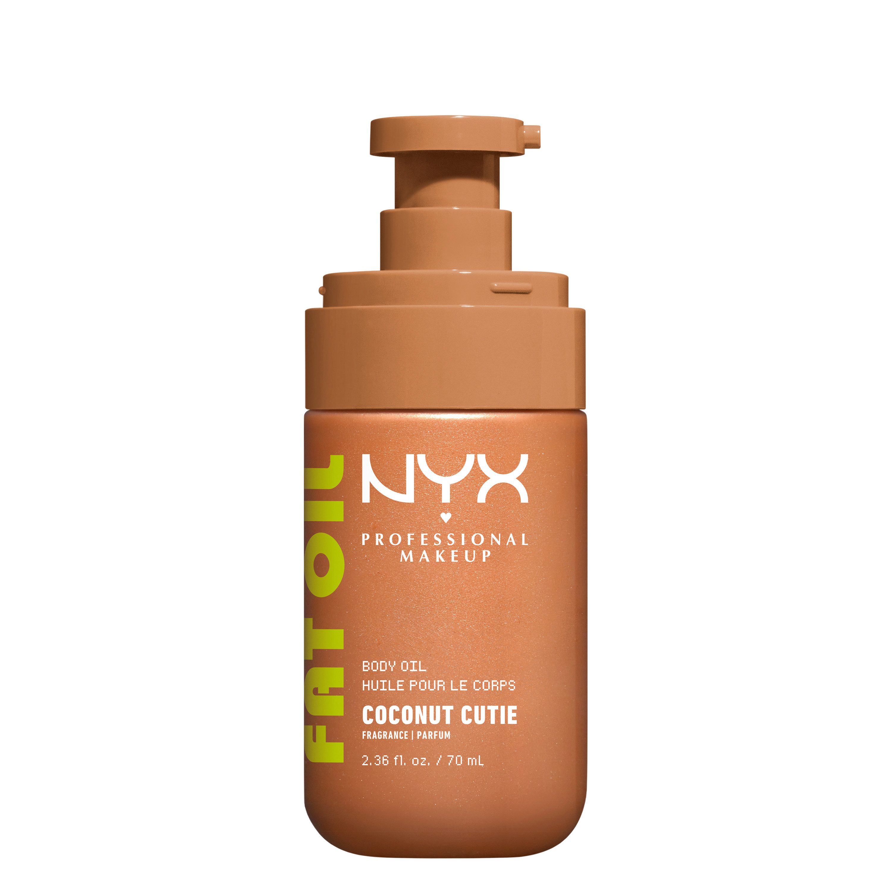 NYX PROFESSIONAL MAKEUP Körperöl FAT OIL BODY OIL COCONUT CUTIE, für strahlenden Glow am Körper, duftet nach Kokosnuss